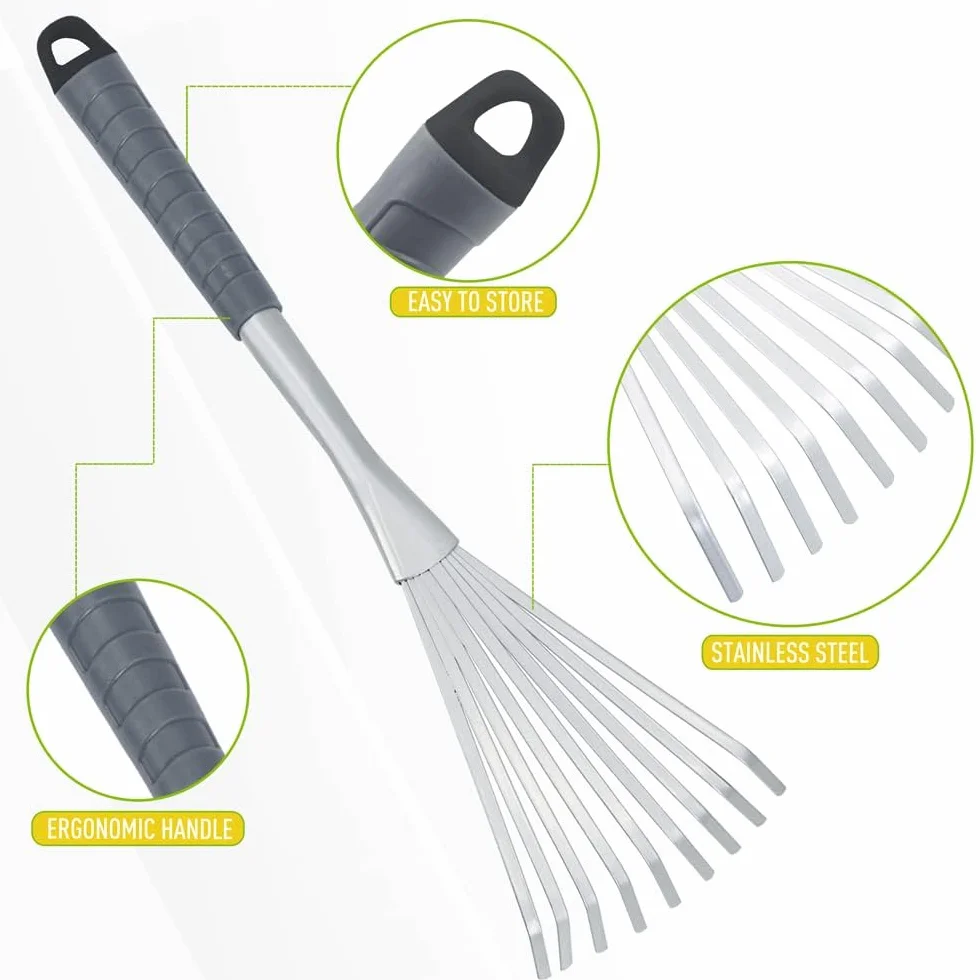 Grabie Ogrodowe Regulowane 63-160 cm i Ręczne 43 cm - Do Liści, Trawy, Siana, Żwiru - Odpowiednie Do Ogrodu