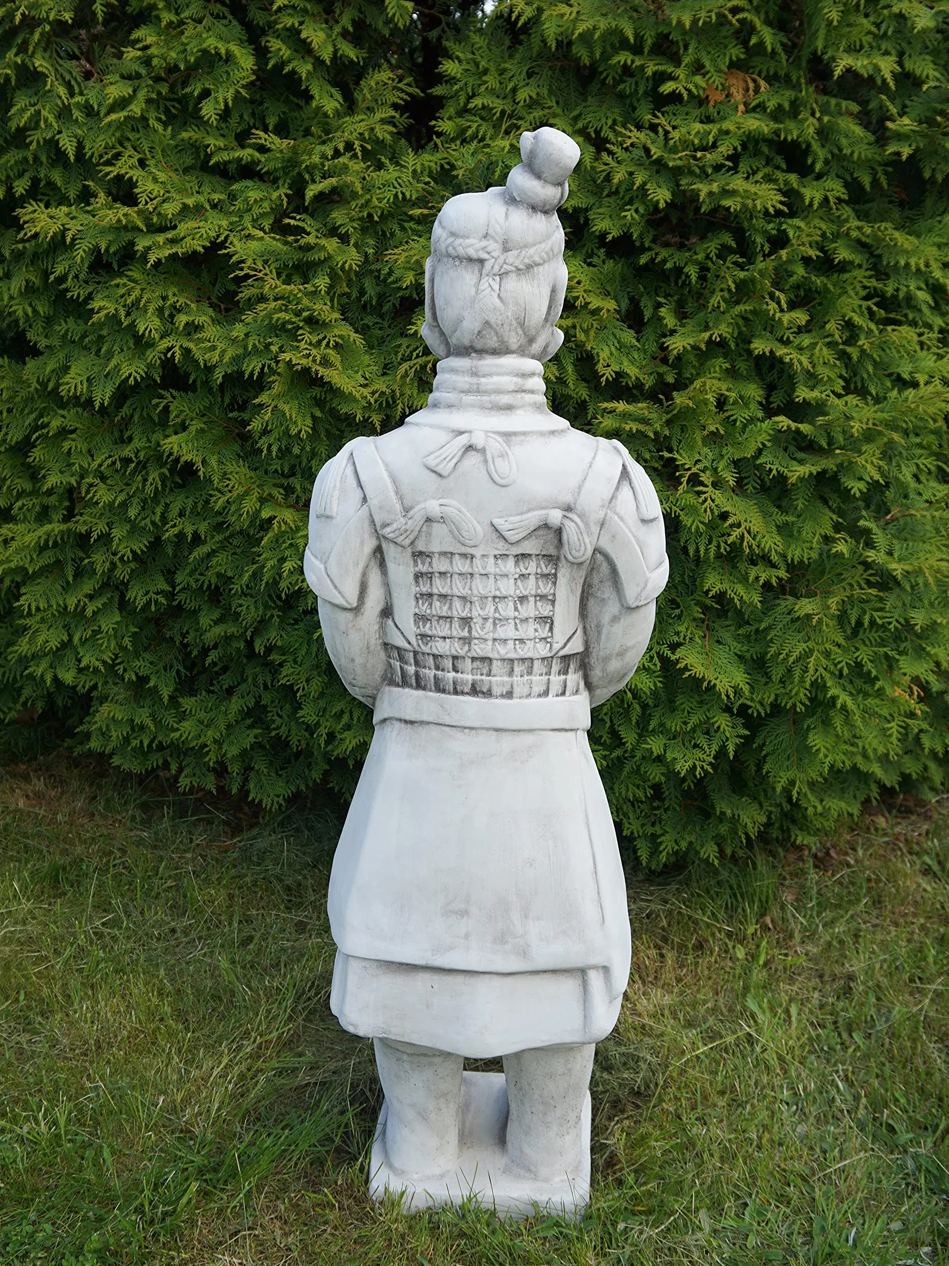 gartendekoparadies.de Statuetka chińskiego wojownika z terakoty, figurka z kamienia, wys. 107 cm, 75 kg, szara, odporna na mróz z odlewu kamiennego, do użytku na zewnątrz