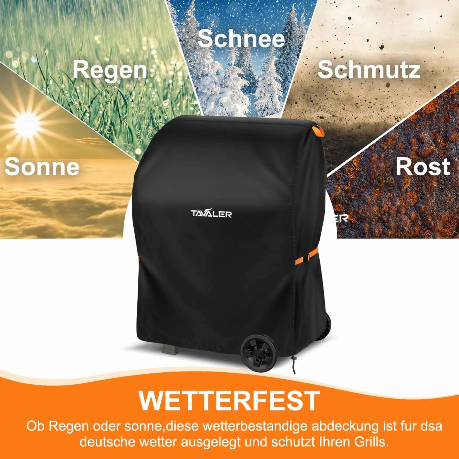 Tavaler Pokrowiec na grilla, odporny na warunki atmosferyczne - 90x70x110 cm, osłona na grill 600D Oxford-Stoff, osłona na gazowy grill marki Weber, Enders, seria Char Broil