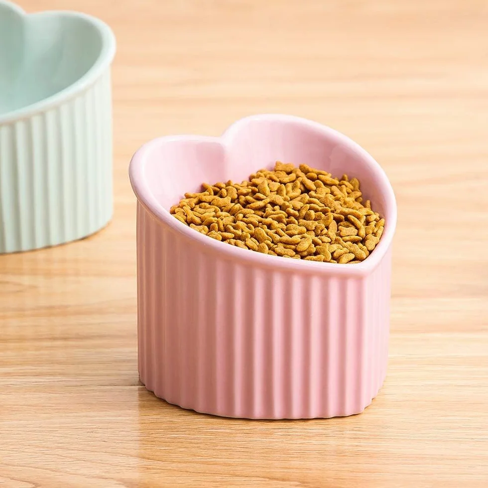 Podwyższona i pochylona ceramiczna miska dla kota, wysoka miska na karmę dla kota, odporna na wymioty, nadaje się do mycia w zmywarce i mikrofalówki, 180 g