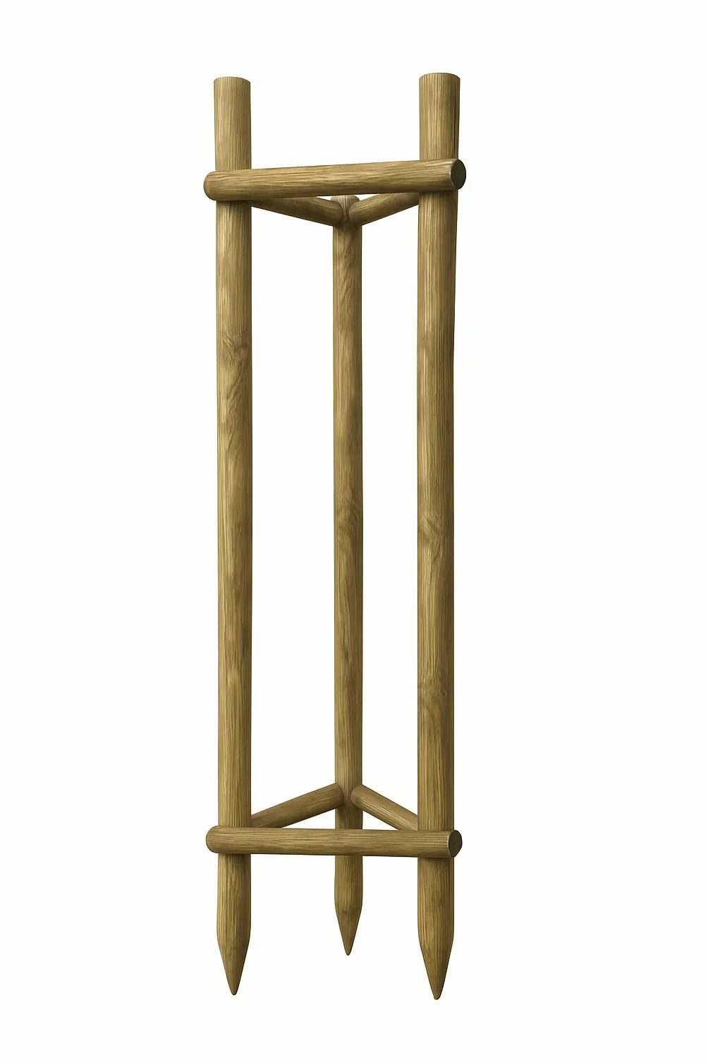 Zestaw Podpór z Drewna Sosnowego do Drzew 3x Palisada 200 cm Ø 6 cm + 6x Półpalisada 60 cm + 3x Czarne Taśmy 80 cm Drewniane Podpórki do Roślin Stabilizacja Mocowanie