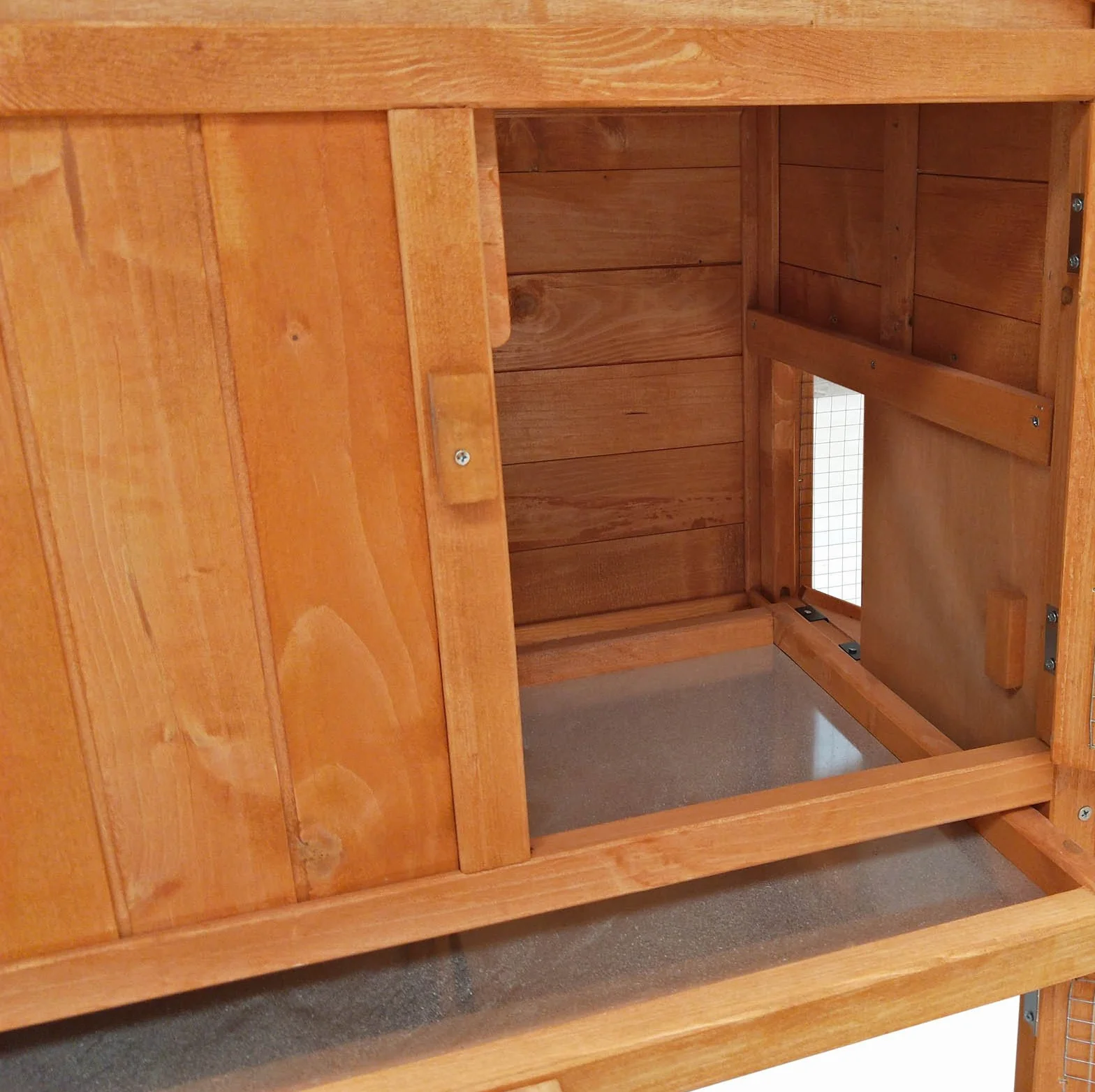 Wiltec Klatka dla królików 2190 x 530 x 850 mm z wybiegiem i podwyższoną budką drewno świerkowe 2 piętra