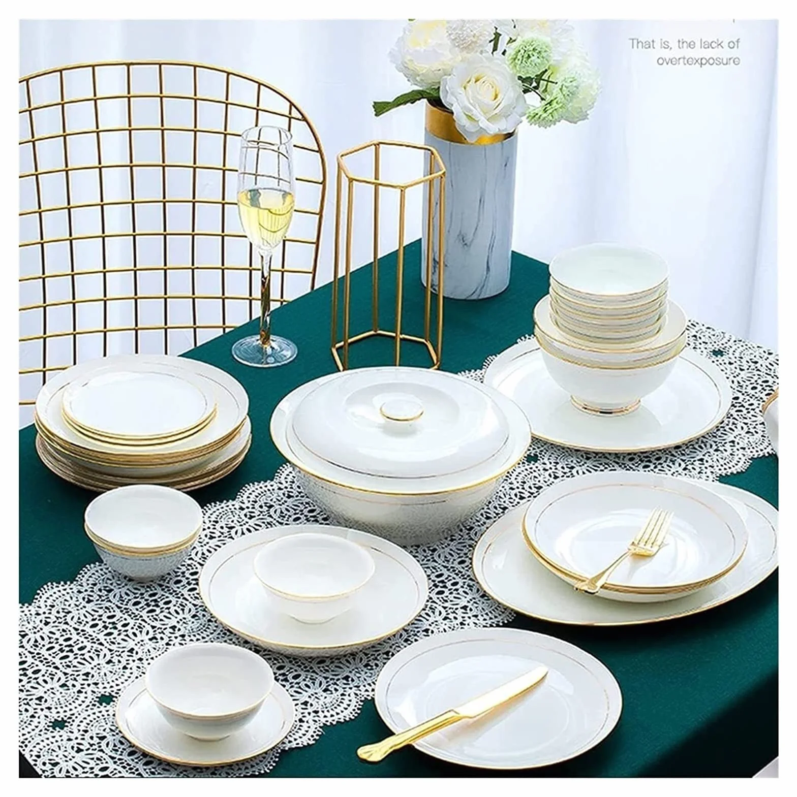 Zestaw zastawy stołowej Luksusowy rodzinny zestaw serwisowy 36 szt. Ceramiczny zestaw zastawy stołowej porcelany kostnej Naczynia Talerze Ceramiczne połączenie Zestaw serwisowy Porcelana Serwis