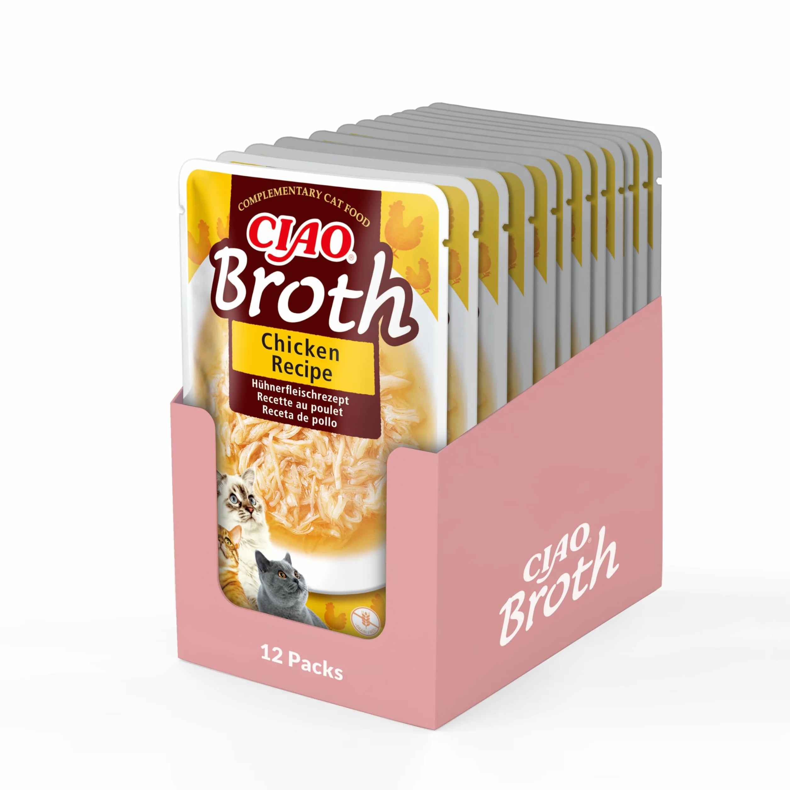 INABA CIAO Mokra karma dla kotów Rosół z kurczaka, 12 x 40 g, bez konserwantów
