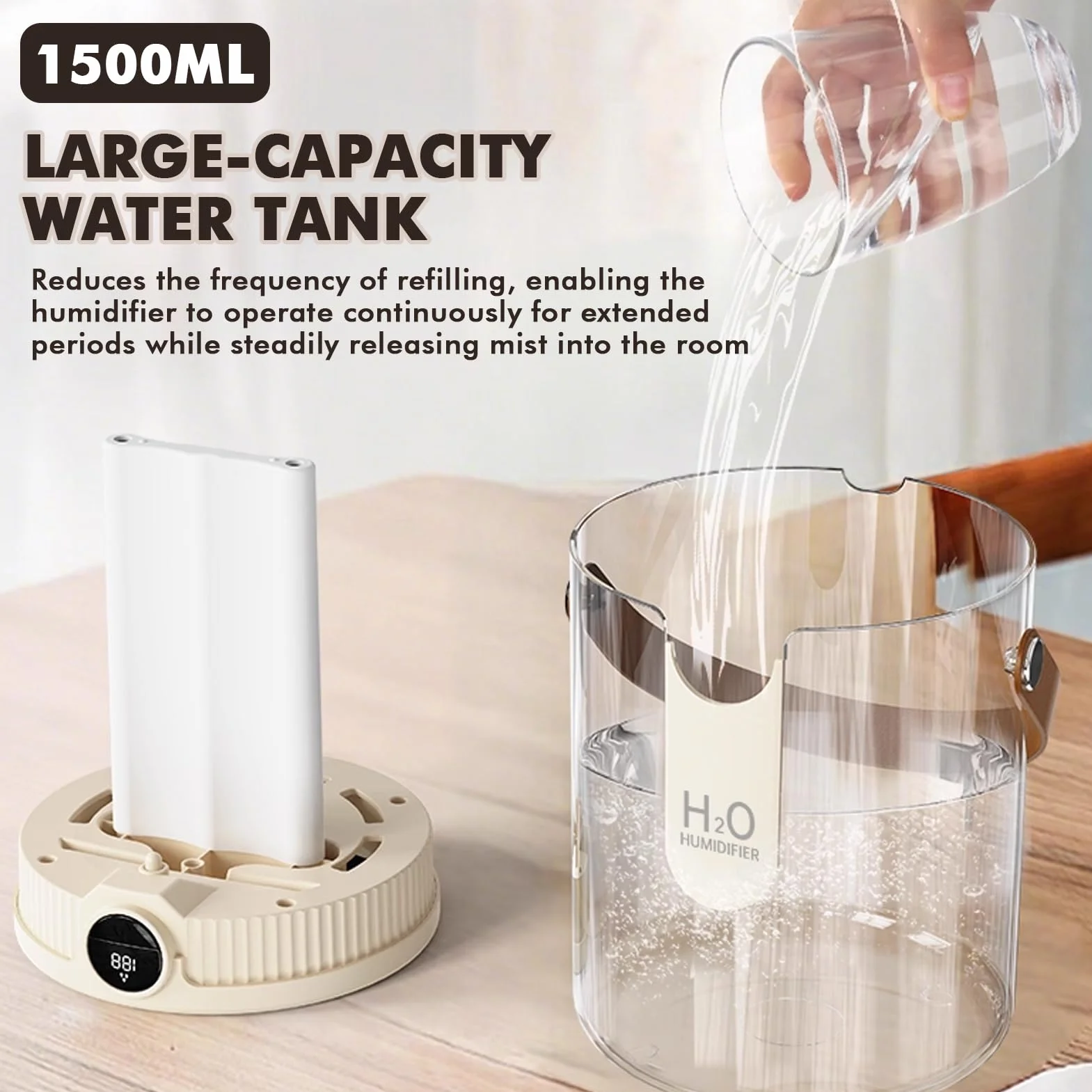 Beżowy stołowy nawilżacz powietrza, Home Dual-Spray wtyczka typu C