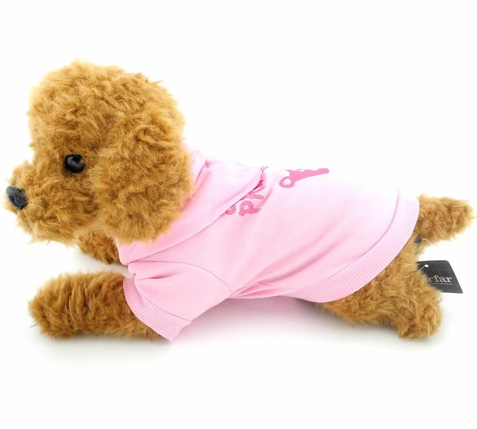 SMALLLEE_LUCKY_STORE Mały pies zepsuta bluza z kapturem chihuahua ubrania dla dziewcząt korona szczeniak koszulka dla kota Yorkshire zabawka pudel różowy S