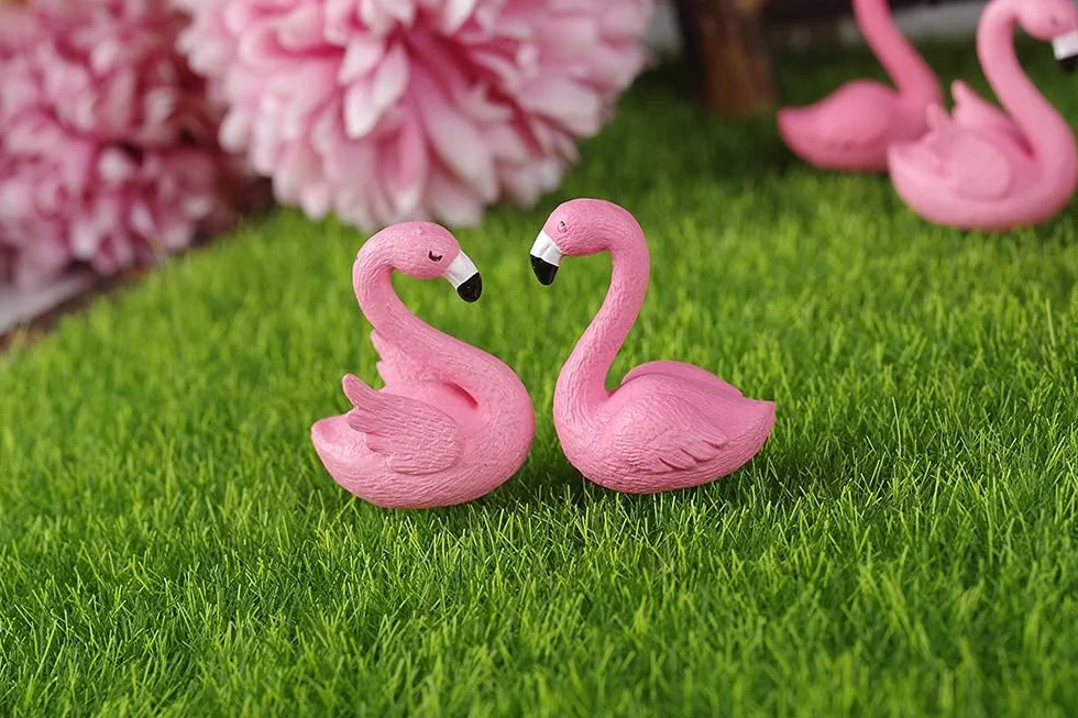 10 sztuk mini dekoracyjnych figurek ogrodowych, flaminga, zestaw z mikrokrajobrazu, ornament z żywicy, dekoracyjna miniaturka, domowa impreza, ciasto, sukulenty, ogród, krajobraz mchu