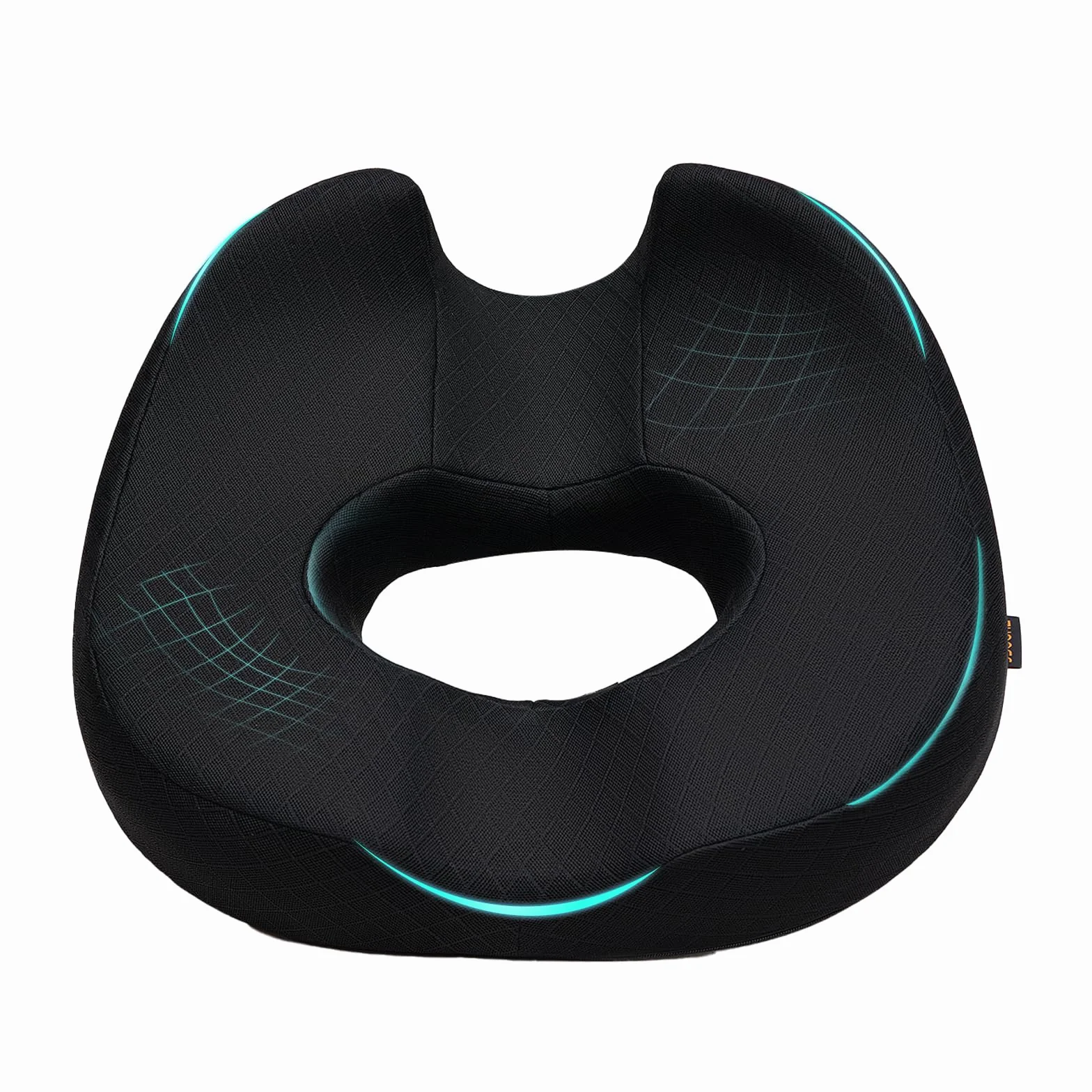 Donut Pillow Poduszka siedziska na kość ogonową, twarda podkładka z pianki memory Coccyx Poduszka pączka do długiego siedzenia,krzesło do gier i poduszka do siedzenia samochodu - czarna 15.5 * 17.5 * 5.5in