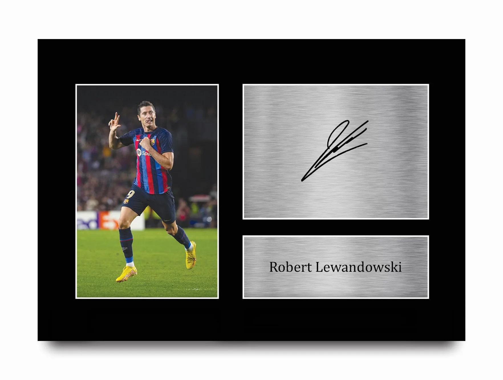 HWC Trading A4 Robert Lewandowski Barcelona Prezenty Drukowane Podpisane Zdjęcie Z Autografem Dla Fanów Piłki Nożnej I Kibiców - A4
