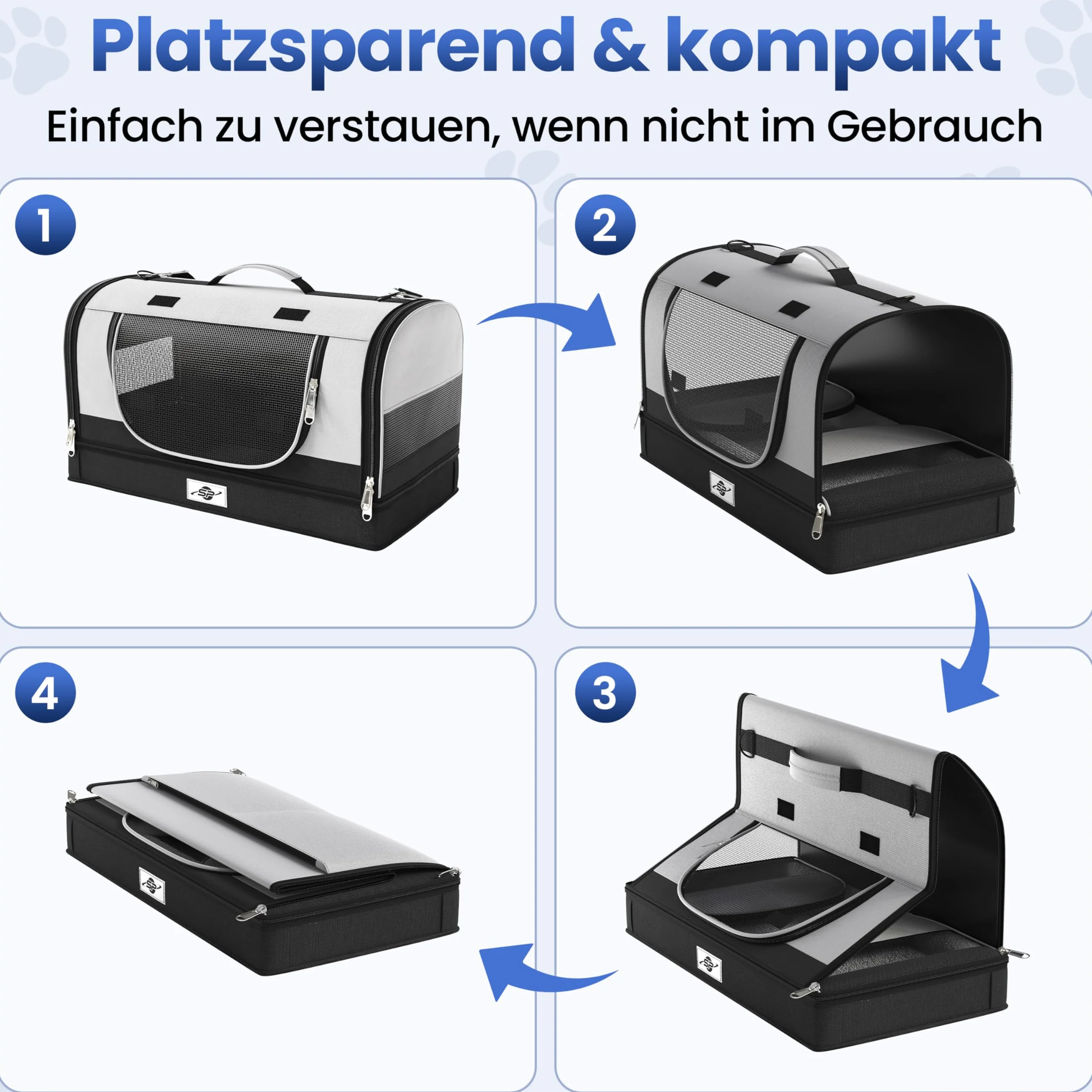 Smart-Planet Torba transportowa dla kotów i psów składana 8 kg 50x30x30 cm z paskiem