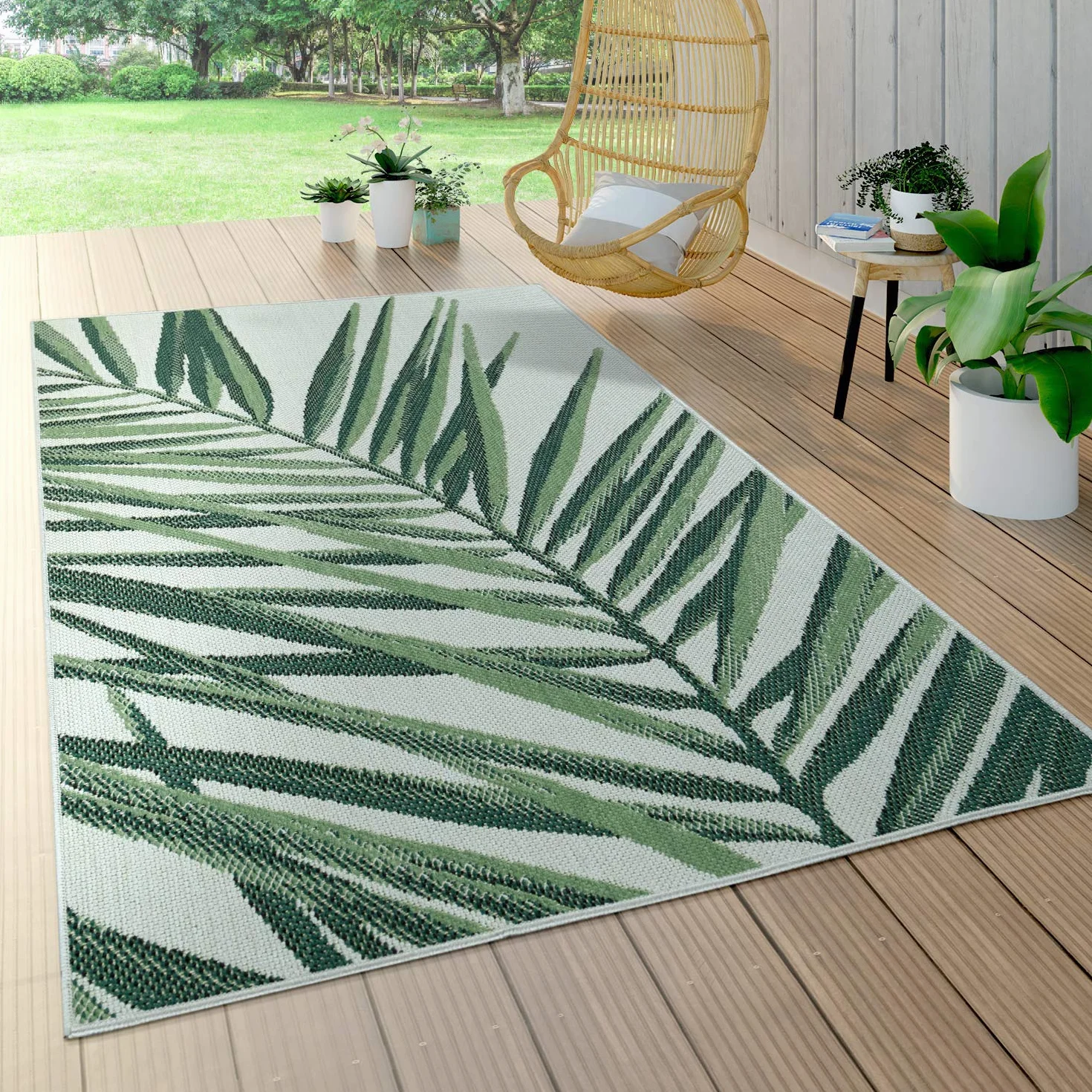 Paco Home Dywan Do Wewn徠rz I Na Zewn徠rz Na Balkon I Taras Do Ogrodu Modny, Rozmiar:80x250 cm, Kolor:Zielony 5