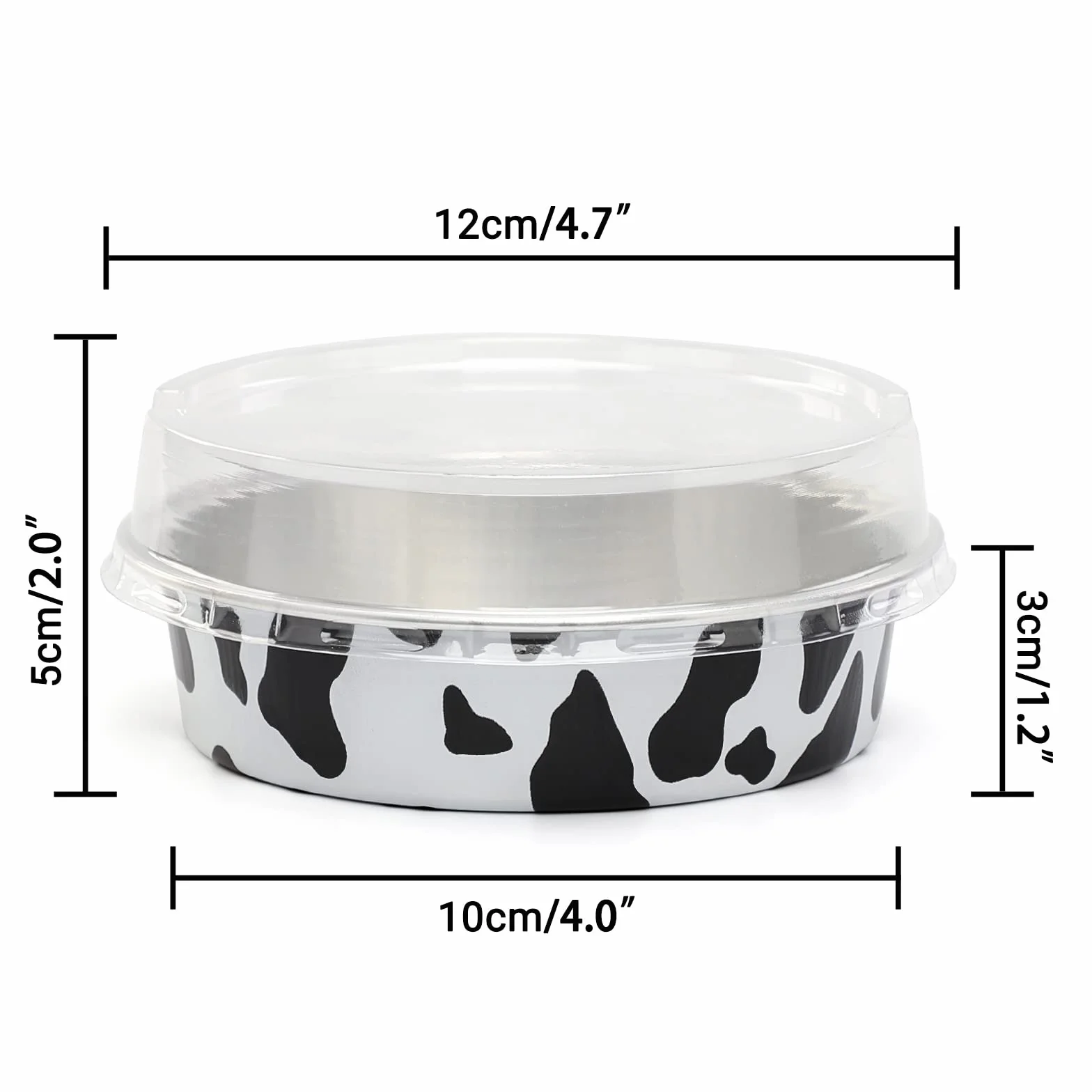 Beasea 100 szt. mini foremek do ciast jednorazowych 10 cm z pokrywkami, aluminiowe, czarno-białe, do muffinek, sernika, quiche