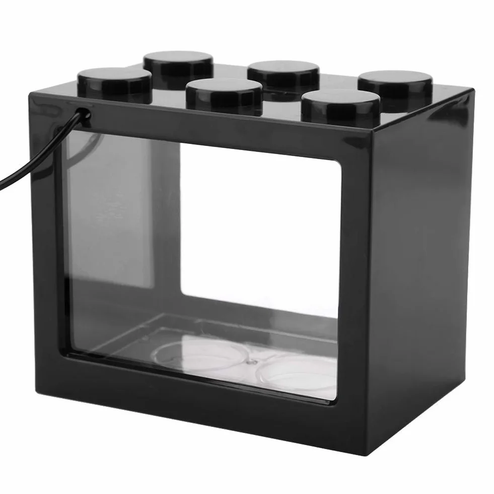 Akwarium Mini LED, Trwałe tworzywo sztuczne Z lampą LED USB Pudełko akwariowe Biurowy stolik do herbaty Dekoracyjny (# 2)