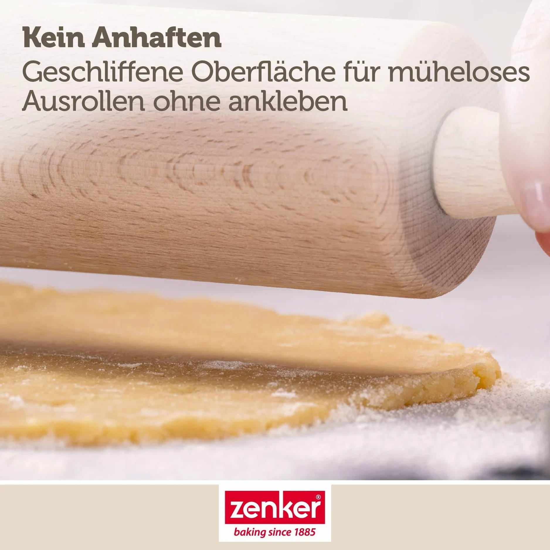 Zenker Wałek do Ciasta Patisserie, Wałek do Makaronu Jako Akcesoria do Pieczenia, Wałek do Pieczenia z Drewna z Łożyskiem Kulkowym (Kolor: Brązowy), Ilość: 1 Sztuka