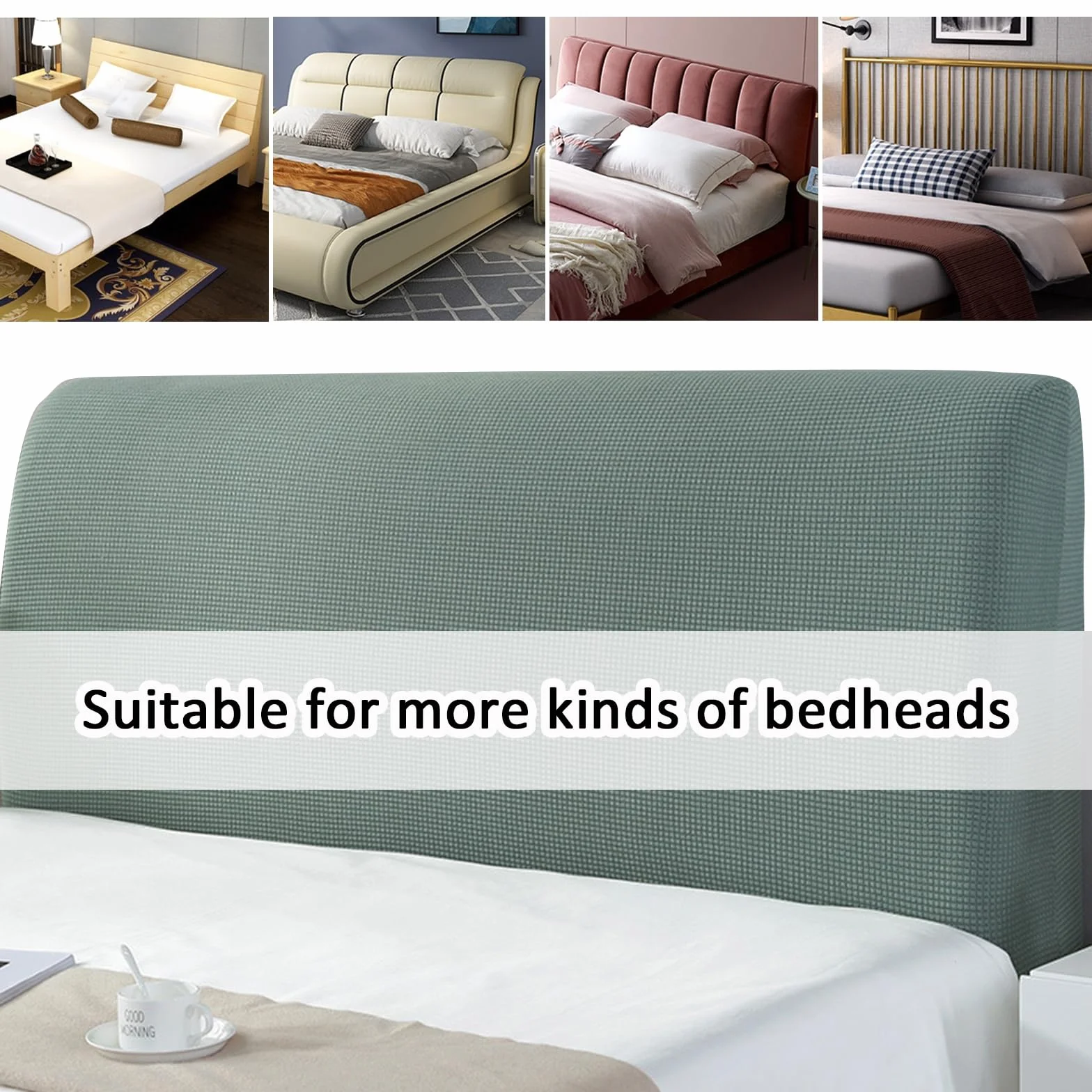 Pokrowiec na zagłówek łóżka, Queen King Size Slipcover do dekoracji sypialni, Velvet Bed Headboard Slipcover, All-Inclusive Headboard Dustproof Cover,Light grey,180cm