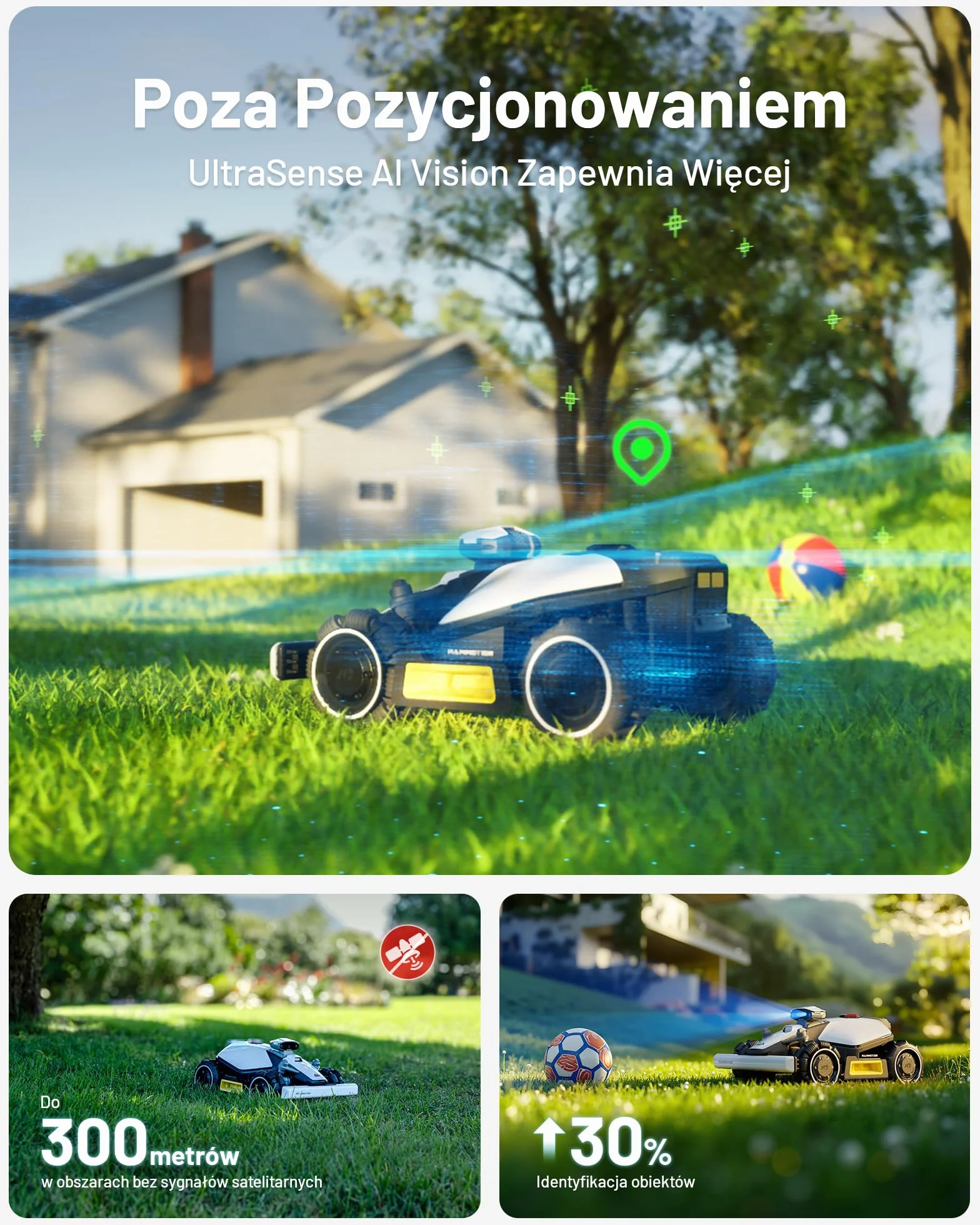 MAMMOTION LUBA mini AWD 800 Robot Koszący,Zalecane 800 m², maks.1000 m², UltraSense AI Vision + RTK Automatyczne Mapowanie, Nachylenia 80%, Wysokość Koszenia 25-70 mm