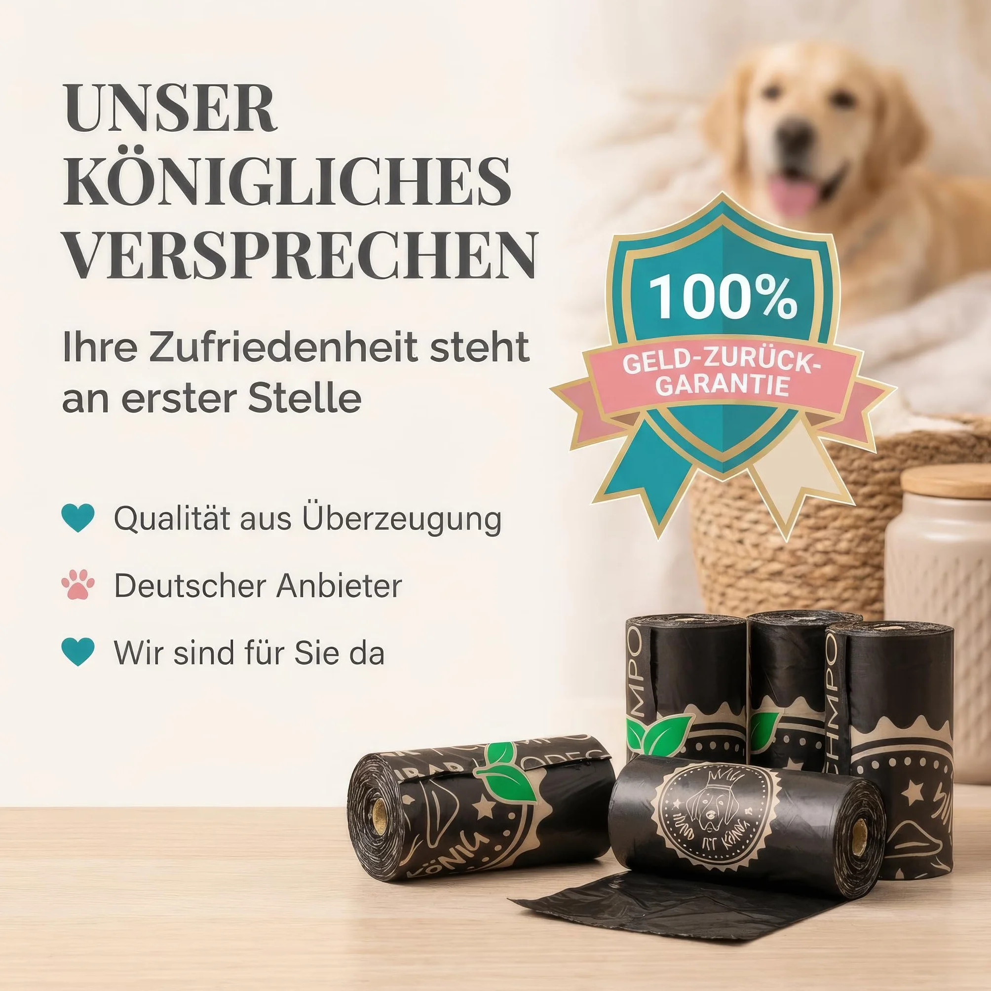 HUND IST KÖNIG Worki na odchody dla psów biodegradowalne [270 szt.] 100% kompostowalne worki na odchody dla psów, certyfikat OK compost HOME, odporne na rozdarcia worki na odchody dla psów