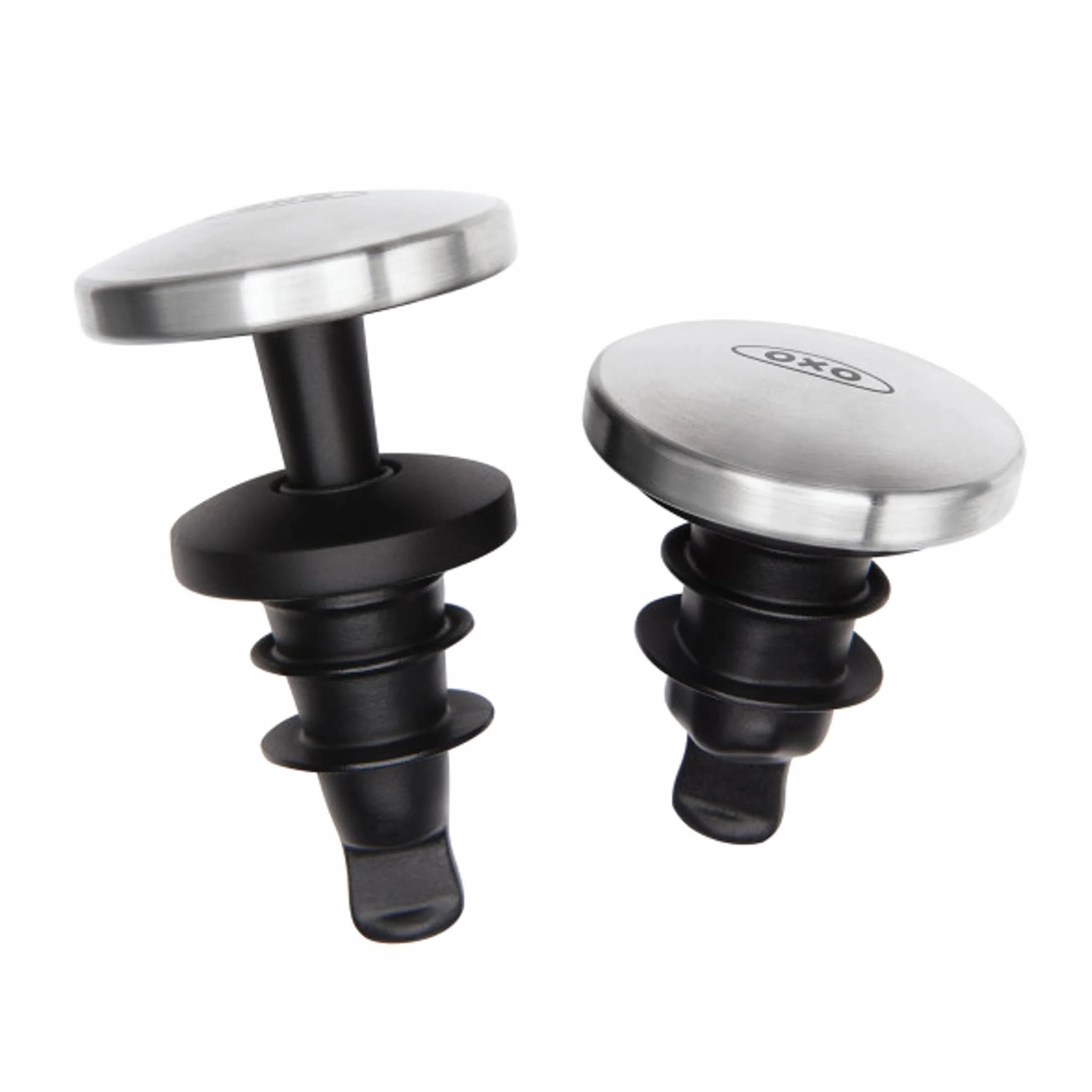 OXO SteeL rozciągliwe zapięcia do butelek wina, 2 sztuki, czarne