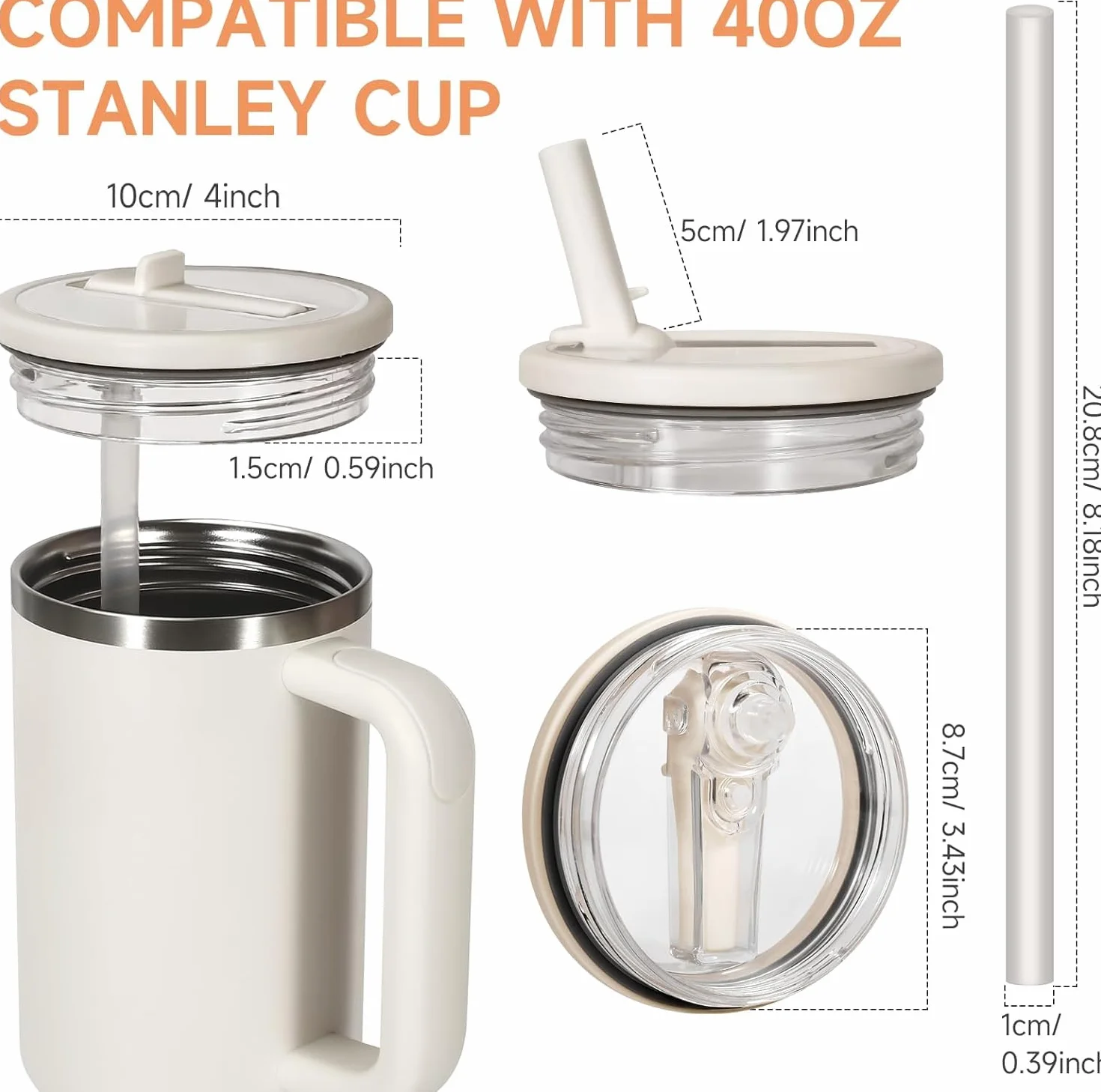 Szczelna pokrywka kubka do Stanley H2.0 Quencher o pojemności 1,134 g, zamiennik pokrywki, akcesoria do kubków Stanley, ProTour, odporna na rozlanie słomka, 2 szt., niebieska + różowa, 2 szt