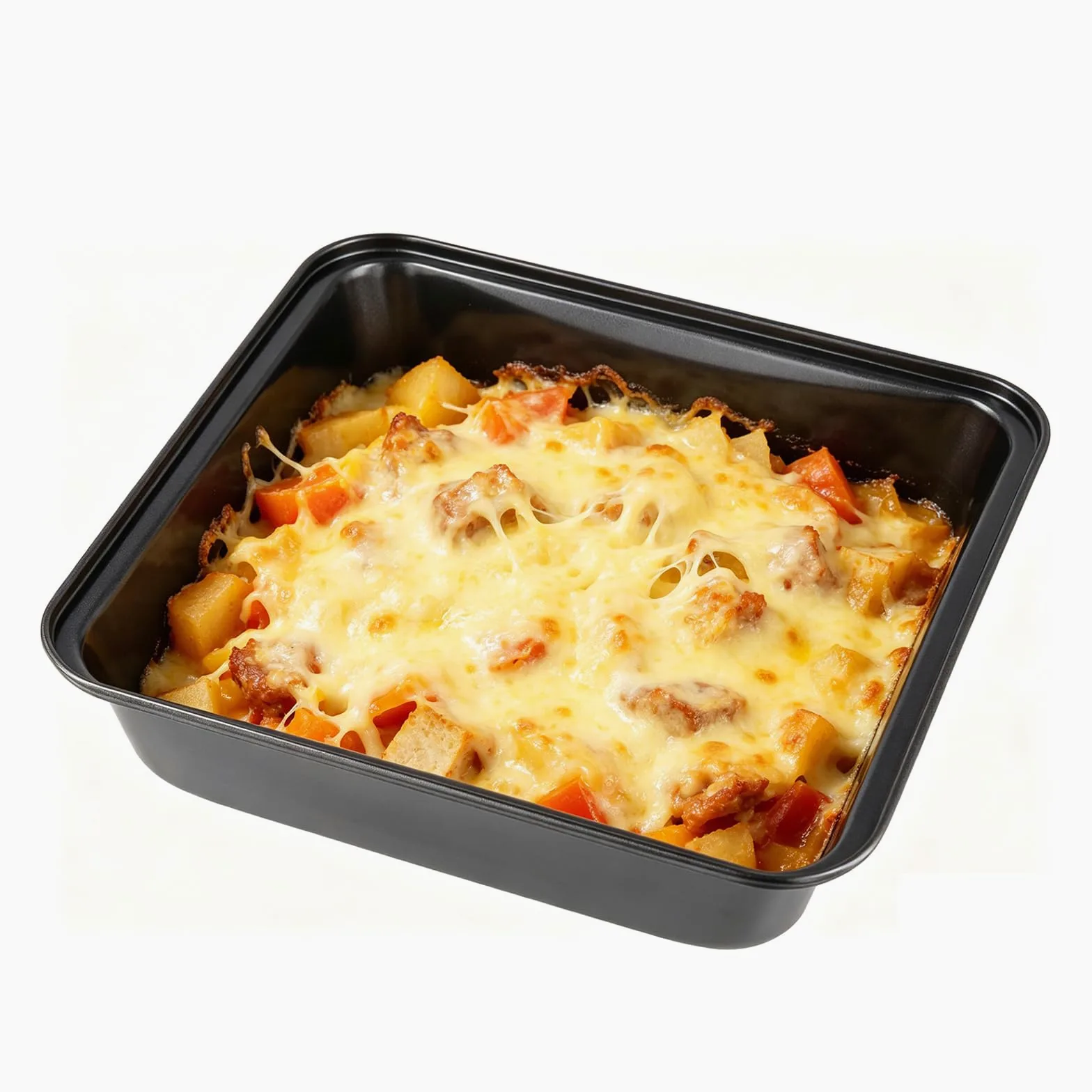 4 sztuki, 21 x 21 x 5 cm, czarna, kwadratowa, forma do zapiekania, ma?a blacha do piekarnika, nieprzywieraj?ca, prostok?tna, do lasagne, ciasta, tiramisu, brownie, 4 sztuki