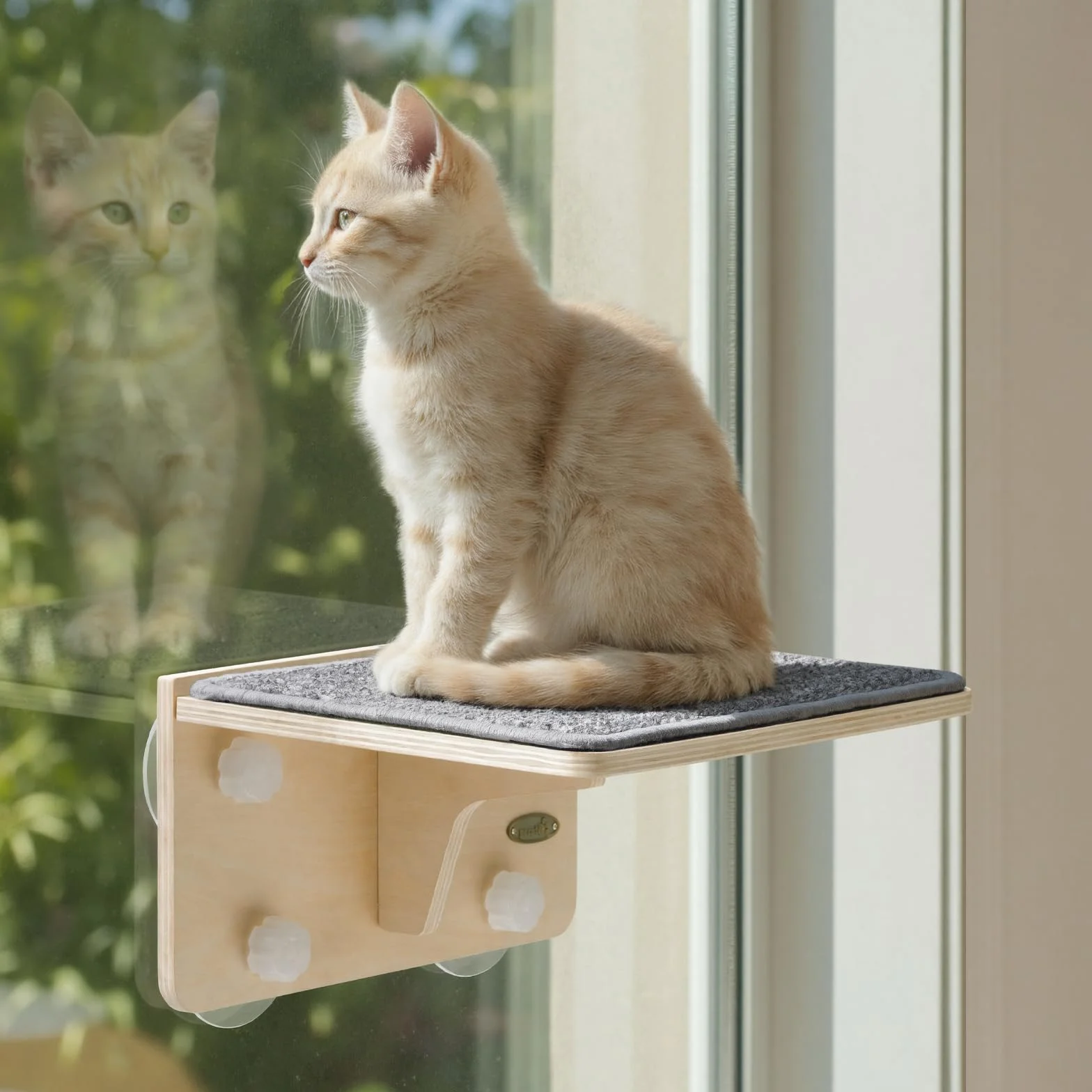 Pecute Hamak dla kota z drapakiem wytrzymałe sizalowe półki 30 x 27 x 16 cm 4 przyssawki śruby ścienne waga do 10 kg