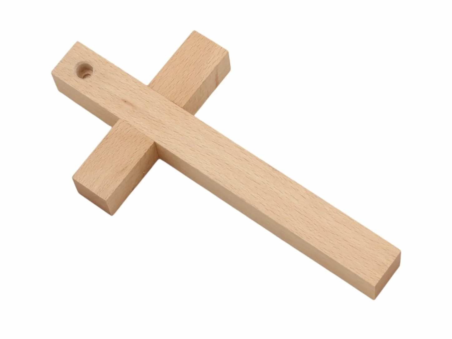 KRZYŻ DREWNIANY bukowy z figurką Jezus MAŁY 18x9cm zawieszenia na ścianę