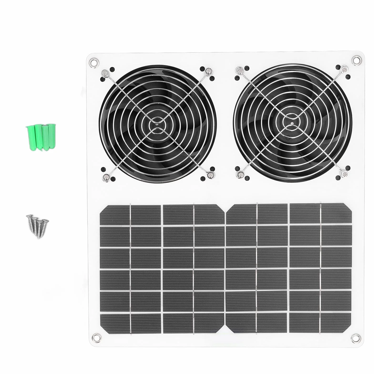 Wentylator Zasilany energią słoneczną, Wentylator Wyciągowy do Paneli Słonecznych o Mocy 100 W, Zestaw 12-calowego Podwójnego Wentylatora Słonecznego dla Szklarni, Kurnika, Szopy