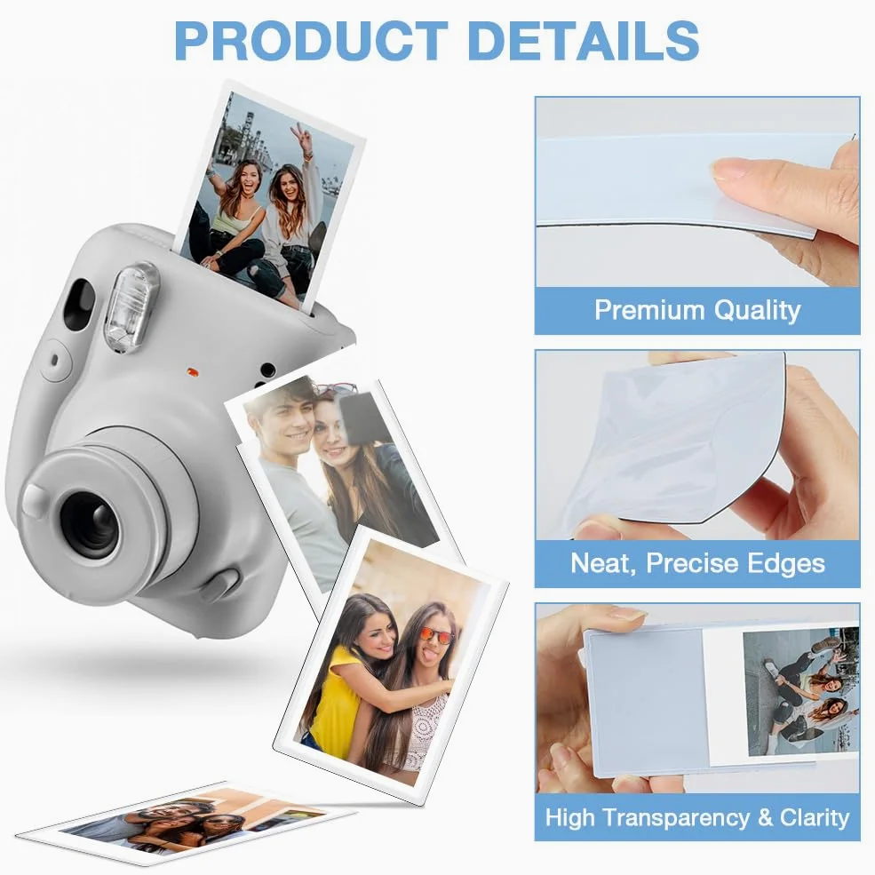 Ainiv Magnetyczne ramki na zdjęcia do folii Instax Mini 9,3 x 6,3 cm, zestaw 10 szt. na lodówkę, personalizowany magnes na lodówkę, na zdjęcia, pocztówki, zawiadomienia, białe
