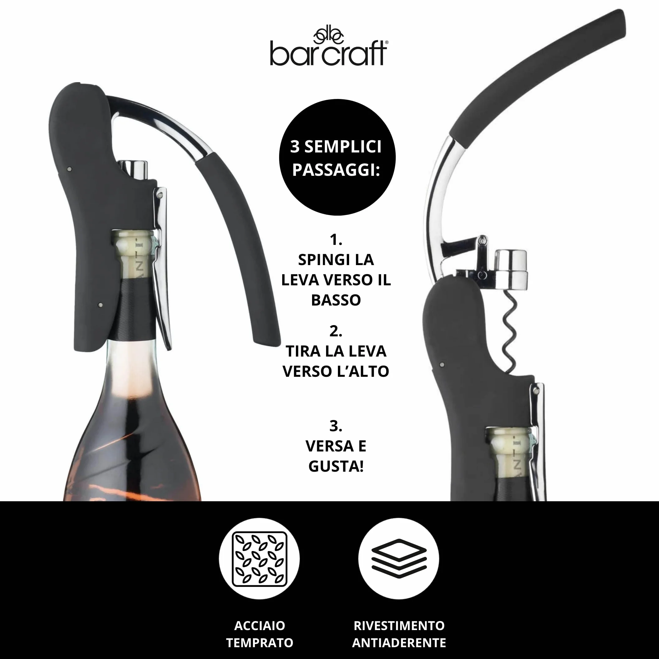 BarCraft Deluxe korkociąg do wina z wbudowanym nożem do folii