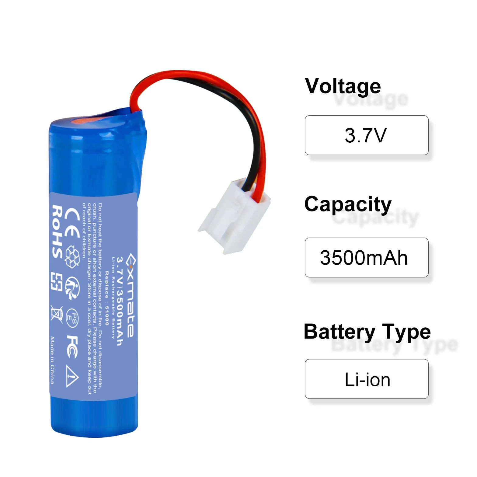 Exmate 3,7 V 3500 mAh akumulator litowo-jonowy do odkurzacza Leifheit Dry&Clean 51000, 51002, 51113, 51114 m. in