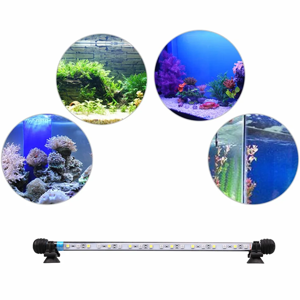 VARMHUS LED 18-112 cm do akwarium światło odporne na pranie napowietrzanie, lampa Stecker EU Unterwasser LED Listwy świetlne (biały i niebieski, 37 cm)