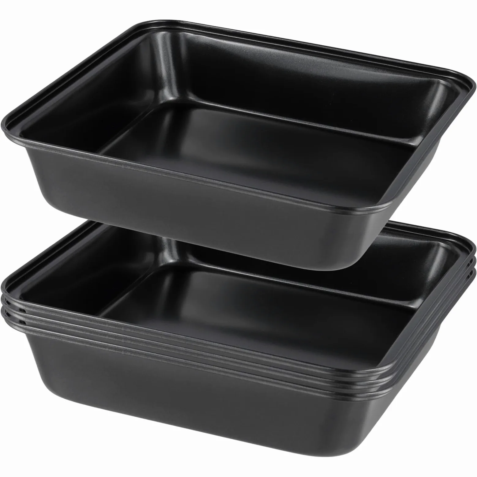 4 sztuki, 21 x 21 x 5 cm, czarna, kwadratowa, forma do zapiekania, ma?a blacha do piekarnika, nieprzywieraj?ca, prostok?tna, do lasagne, ciasta, tiramisu, brownie, 4 sztuki