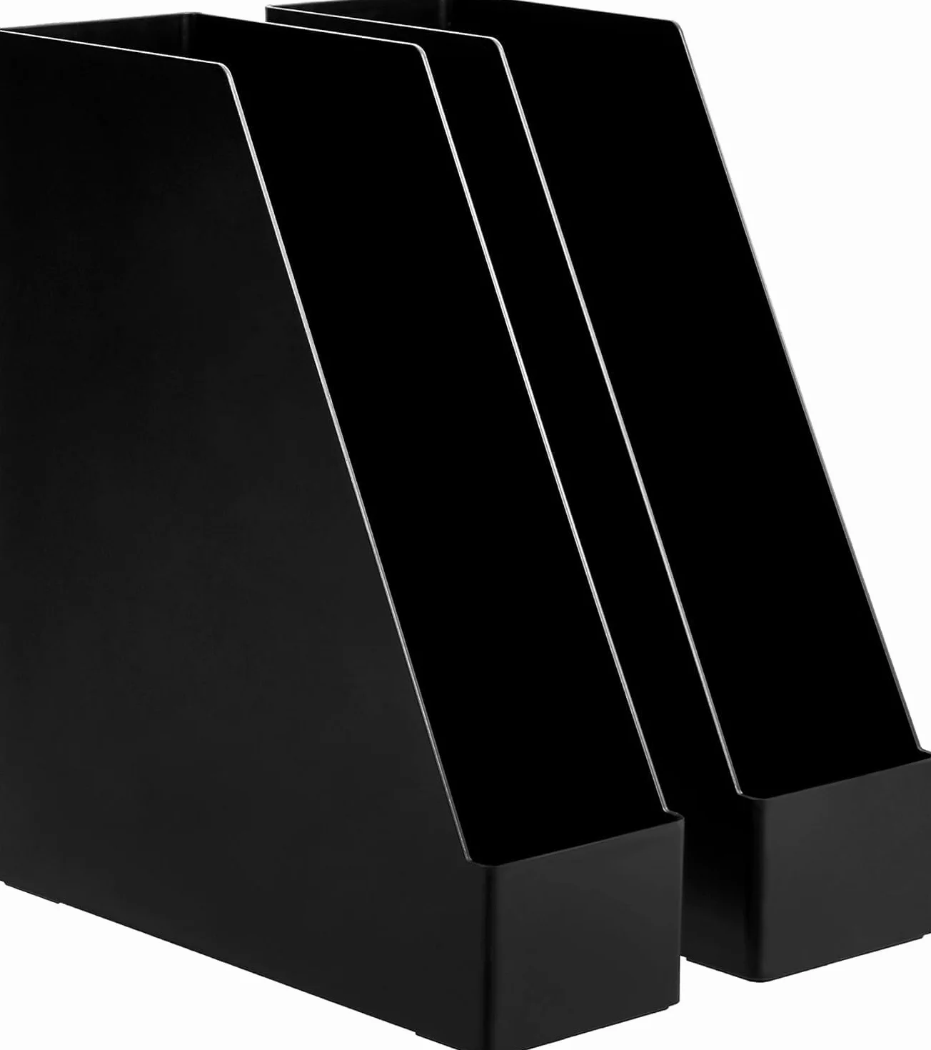 Amazon Basics Organizer na biurko, plastikowy, stojak na czasopisma, czarny, zestaw 2 sztuk