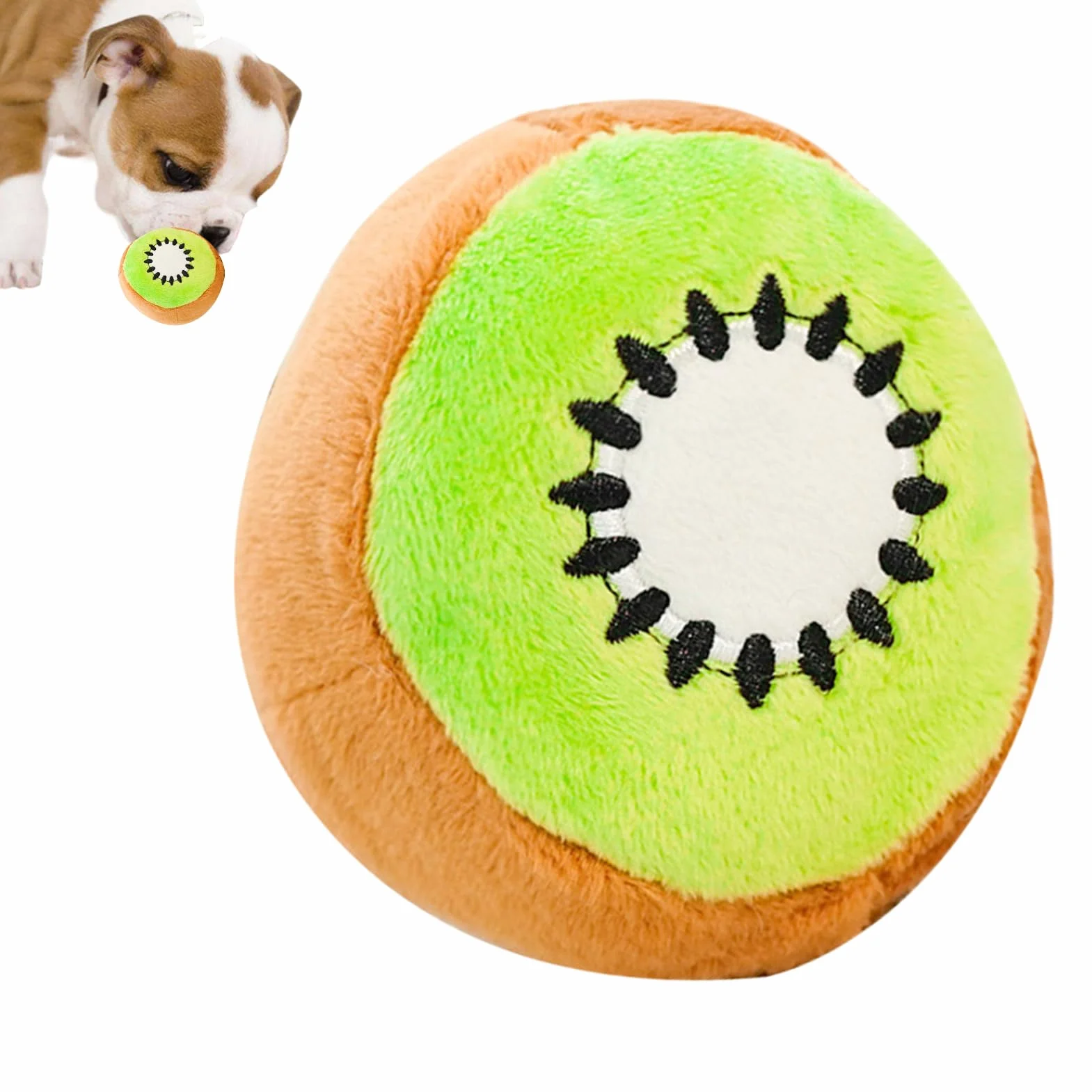 Squeaky Dog Toys, Chew Toys with Fruit Design for Mental Enrichment & Training