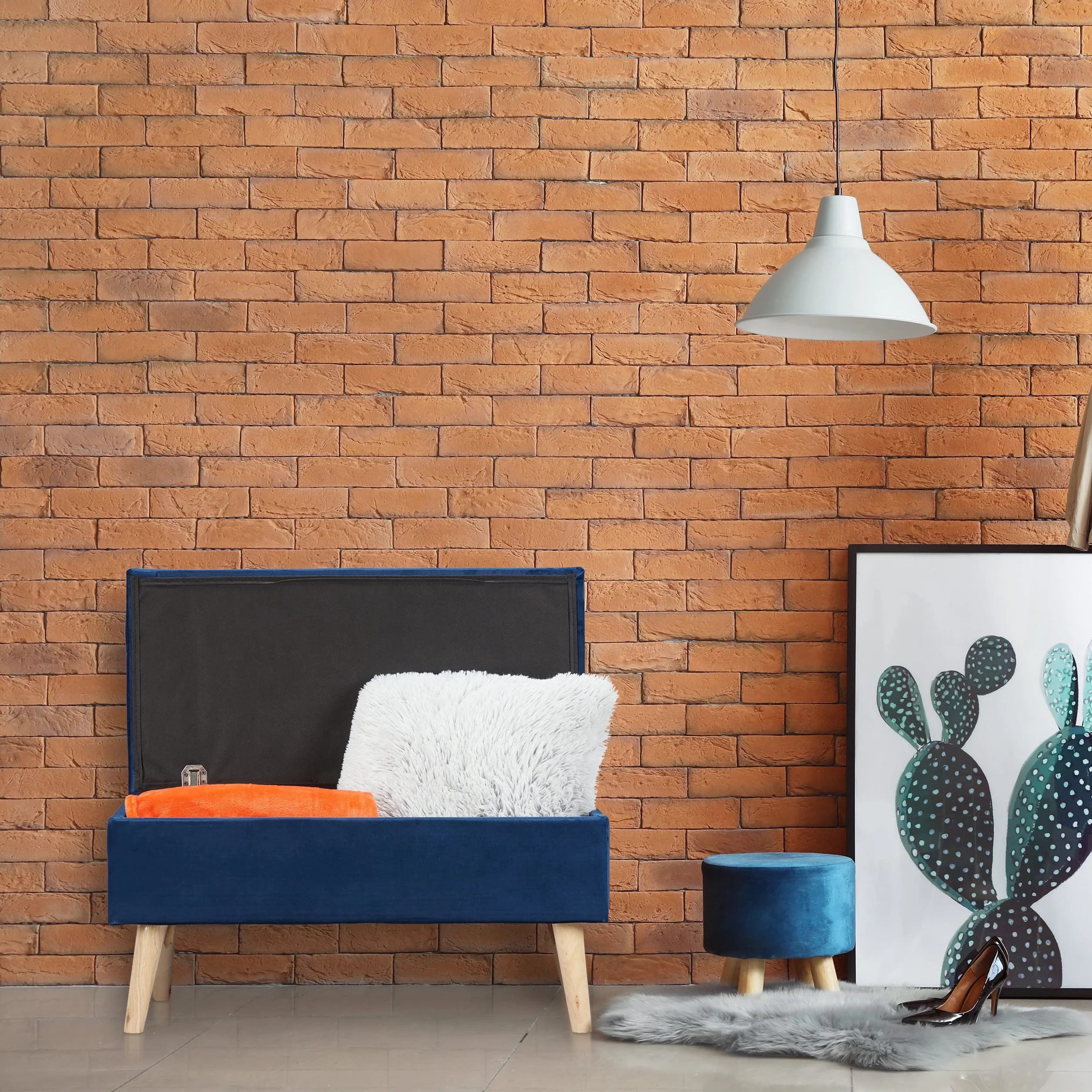 Relaxdays Ławka do siedzenia z miejscem do przechowywania, aksamitna poszewka, 40 l, wyściełana, drewniane nogi, korytarz, 2 skrzynie, 41 x 80 x 40 cm, kremowa