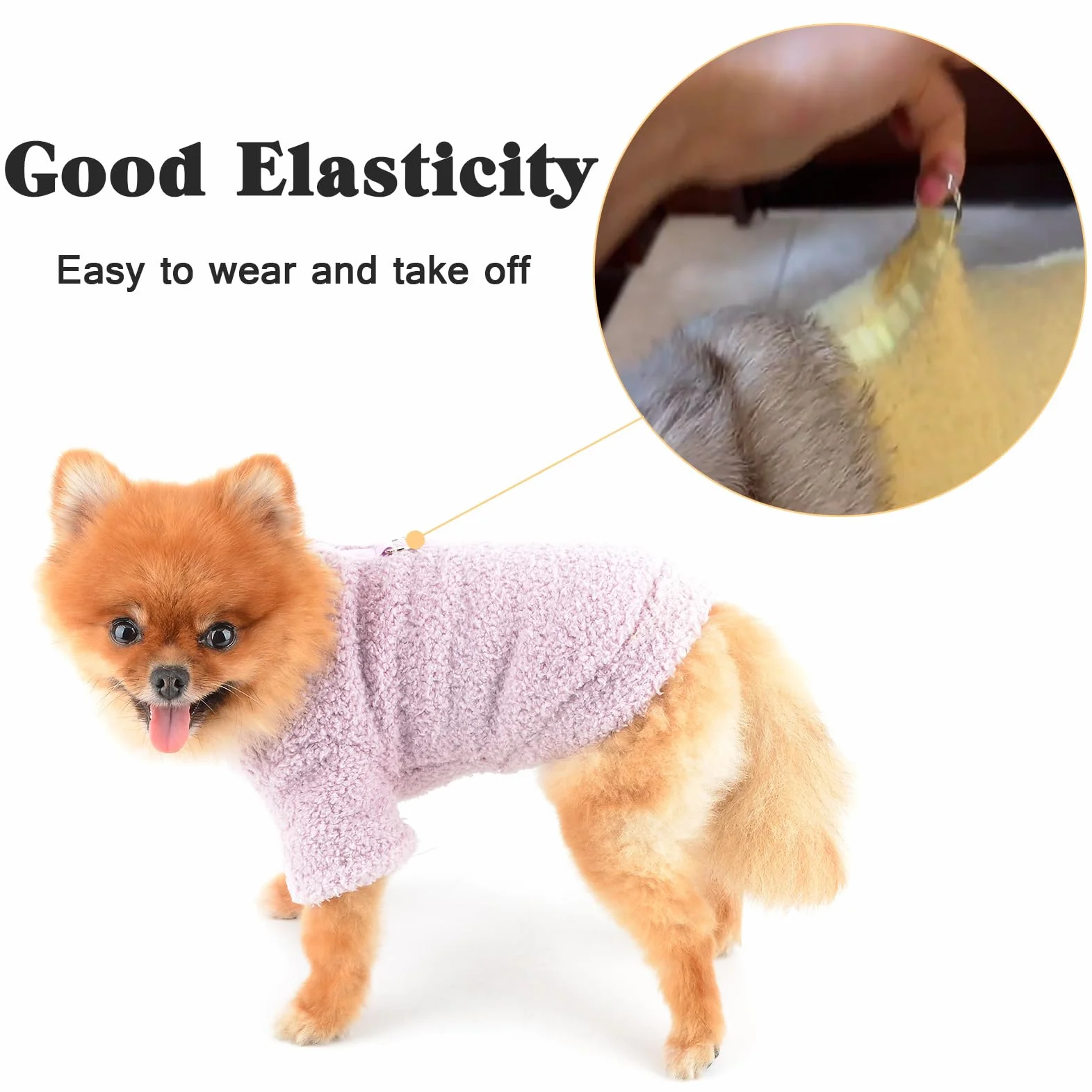 SMALLLEE_LUCKY_STORE Sweter polarowy dla małych psów, solidna bluza dla zwierząt domowych z naszywką z literą i D-ringiem, stroje dla szczeniaków Yorkie chihuahua ciepłe ubrania zimowa jesienna