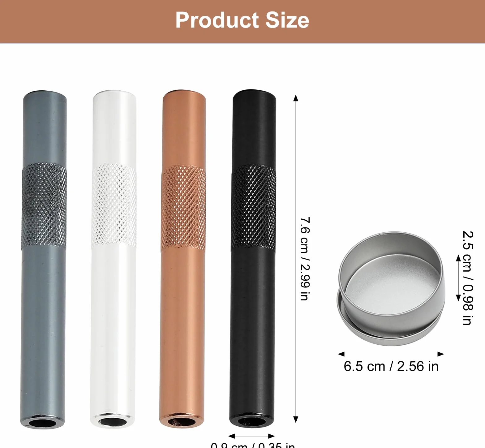 Zestaw 4 rurek, 7 cm, przenośna słomka, wielokrotnego użytku, metalowa rurka, słomki premium na piknik, kemping, podróże