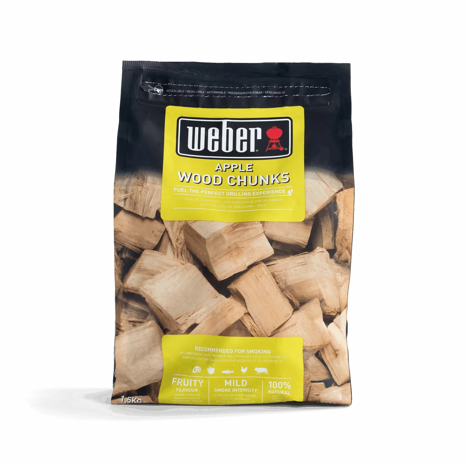 Weber Kawałki Drewna z Jabłoni (Opakowanie 1,5kg) - do wędzenia sera, warzyw, ryb, drobiu i wieprzowiny, delikatny, słodki aromat, produkt UE, pozyskiwany w sposób zrównoważony (17616)