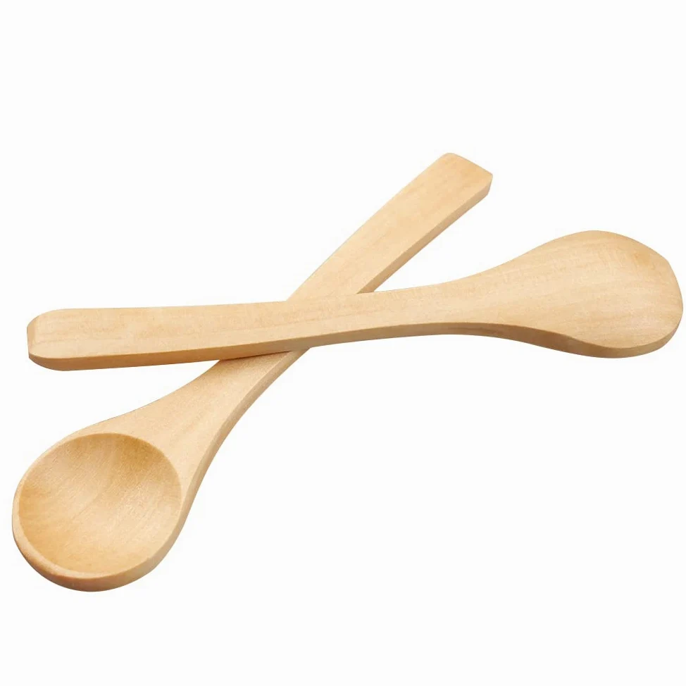 Zestaw 12 małych drewnianych łyżek, drewnianej łyżeczki miodu, drewniane łyżki kuchenne do przypraw, kawy, herbaty, cukru, soli, dżemu, deseru, lodów, łyżek, 13 x 3 cm