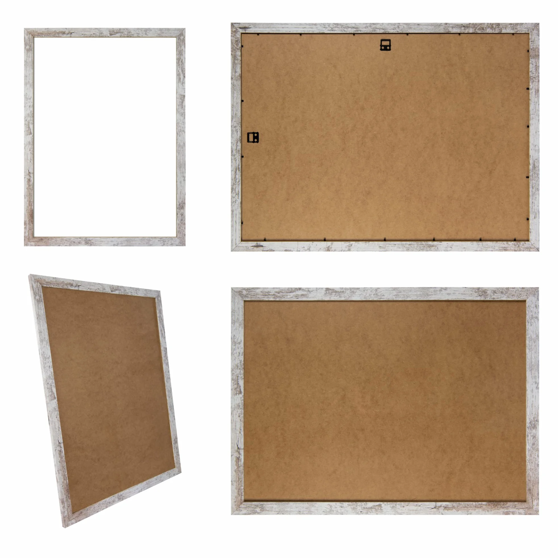 CLAMARO "COLLAGE" Niestandardowa ręcznie robiona ramka na zdjęcia 84x98 | Vintage White | Nowoczesna prostokątna drewniana ramka na zdjęcia MDF ze szkłem akrylowym, tylnym panelem i systemem