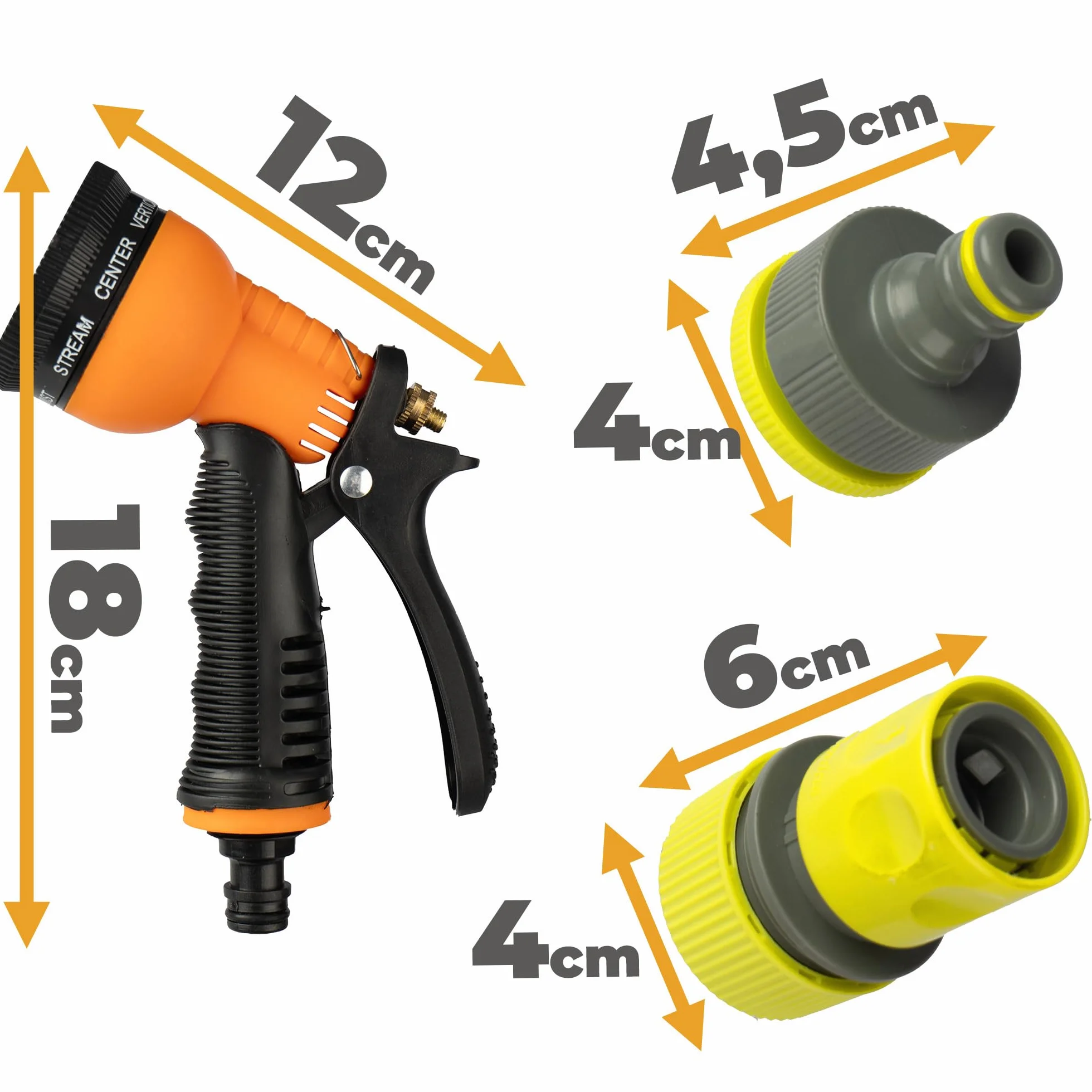 6w1 Wózek + Wąż Do Ogrodu ½ 50m + Pistolet do Zraszania Szybkozłączka ½” Przyłącze Wózek na Wąż Ogrodowy z Wężem do wody i Zraszaczem Praktyczny zestaw Ogrodowy Do Nawadniania, Podlewania