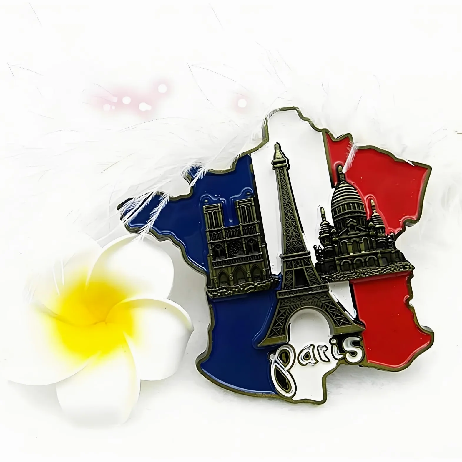 Francja 3D magnesy na lodówkę – dekoracyjne magnesy z żywicy z wieżą Eiffla i Notre-Dame (pamiątki podróżne)