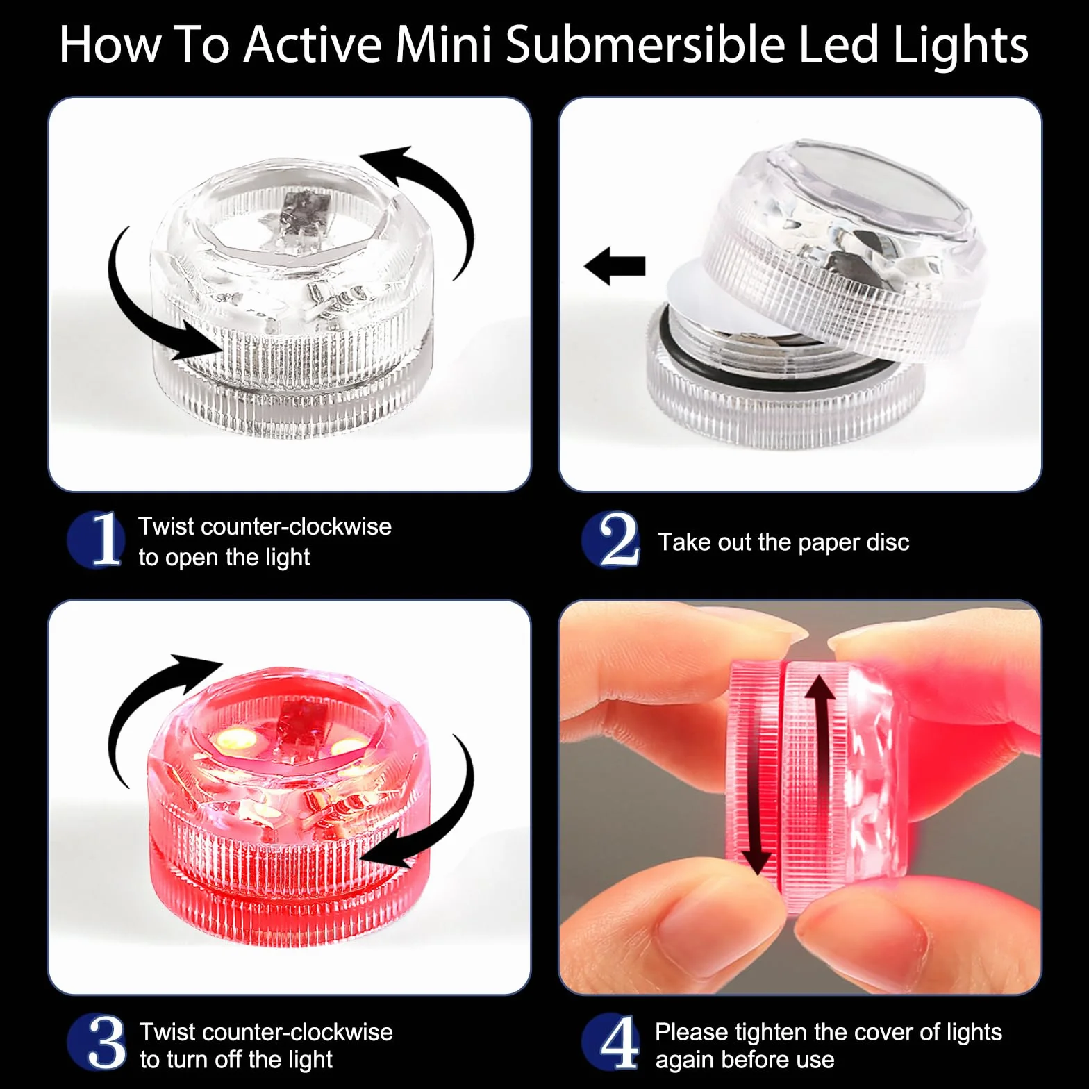 idyl light Mini podwodne oświetlenie LED z pilotem zdalnego sterowania, 20 sztuk podgrzewaczy RGB, zasilane bateriami, wodoszczelne, do wazonu, basenu, na wesele, imprezę, do dekoracji domu