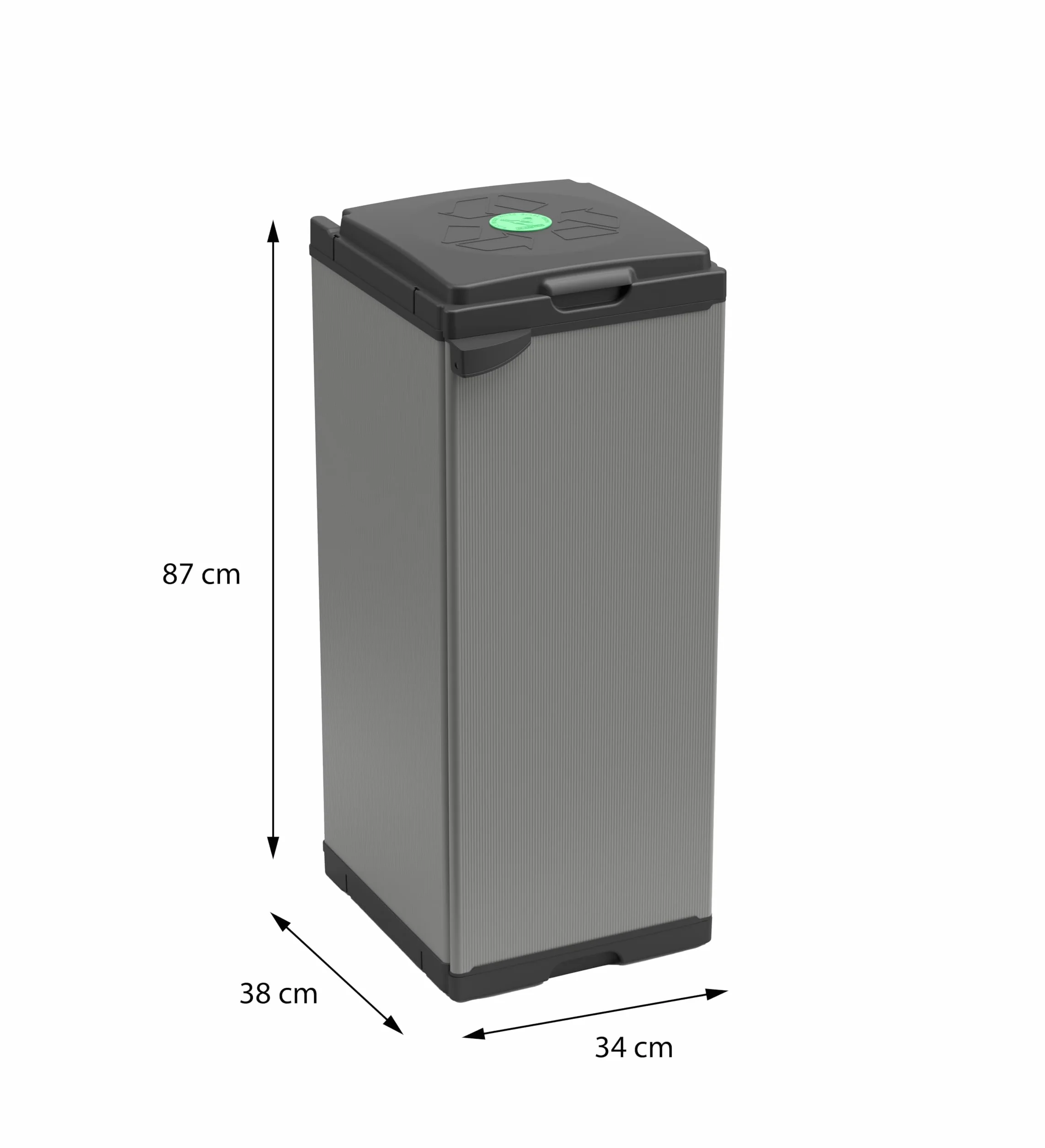 Adventa: Plastikowa szafka na śmieci mono, łatwa w montażu, system modułowy, pasuje do worków 80-110 l, trwałe, do użytku wewnątrz i na zewnątrz, 34 x 38 x 87 cm