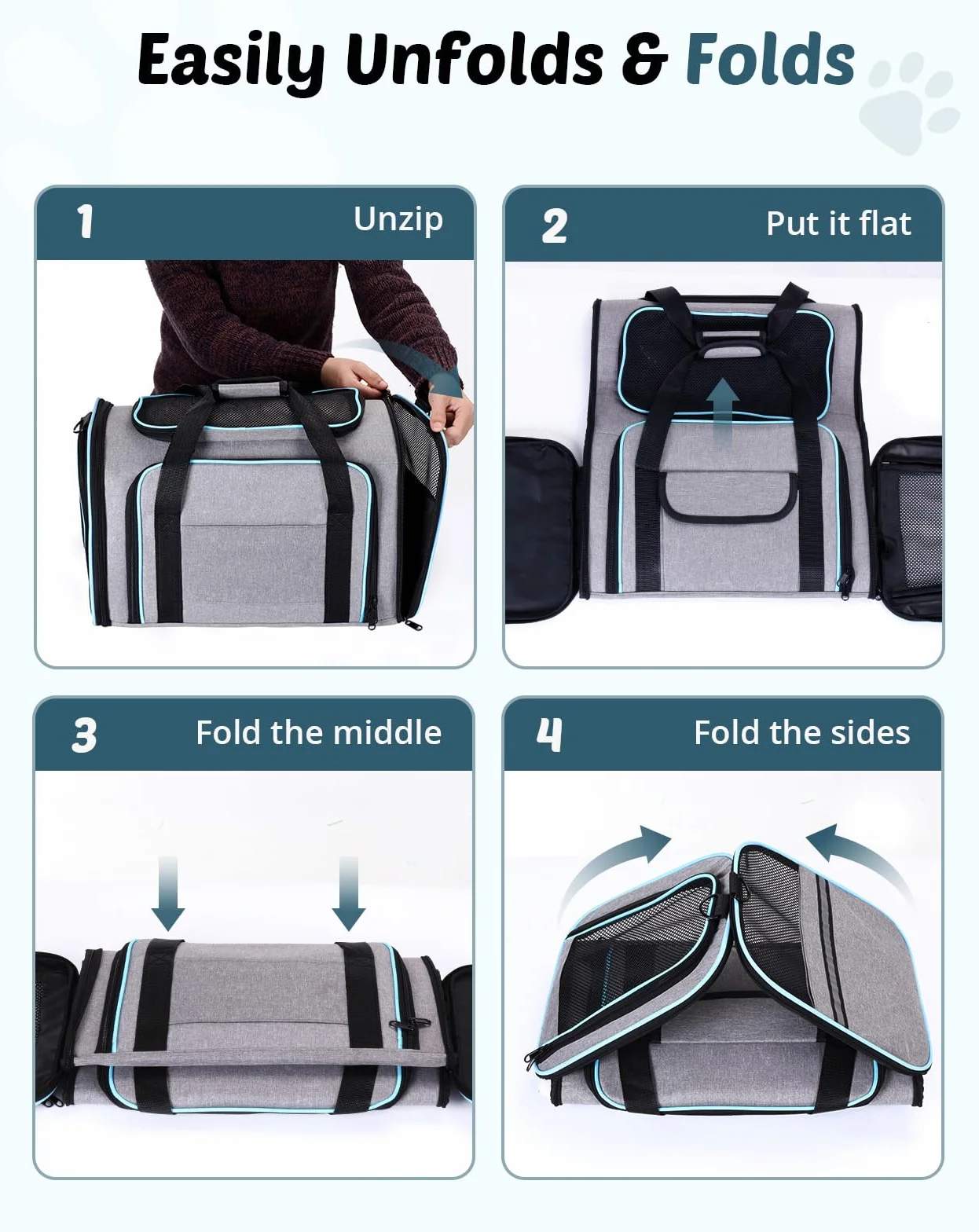 Petcozife Torba transportowa dla kota składana 47x29x29 cm do 5,5 kg