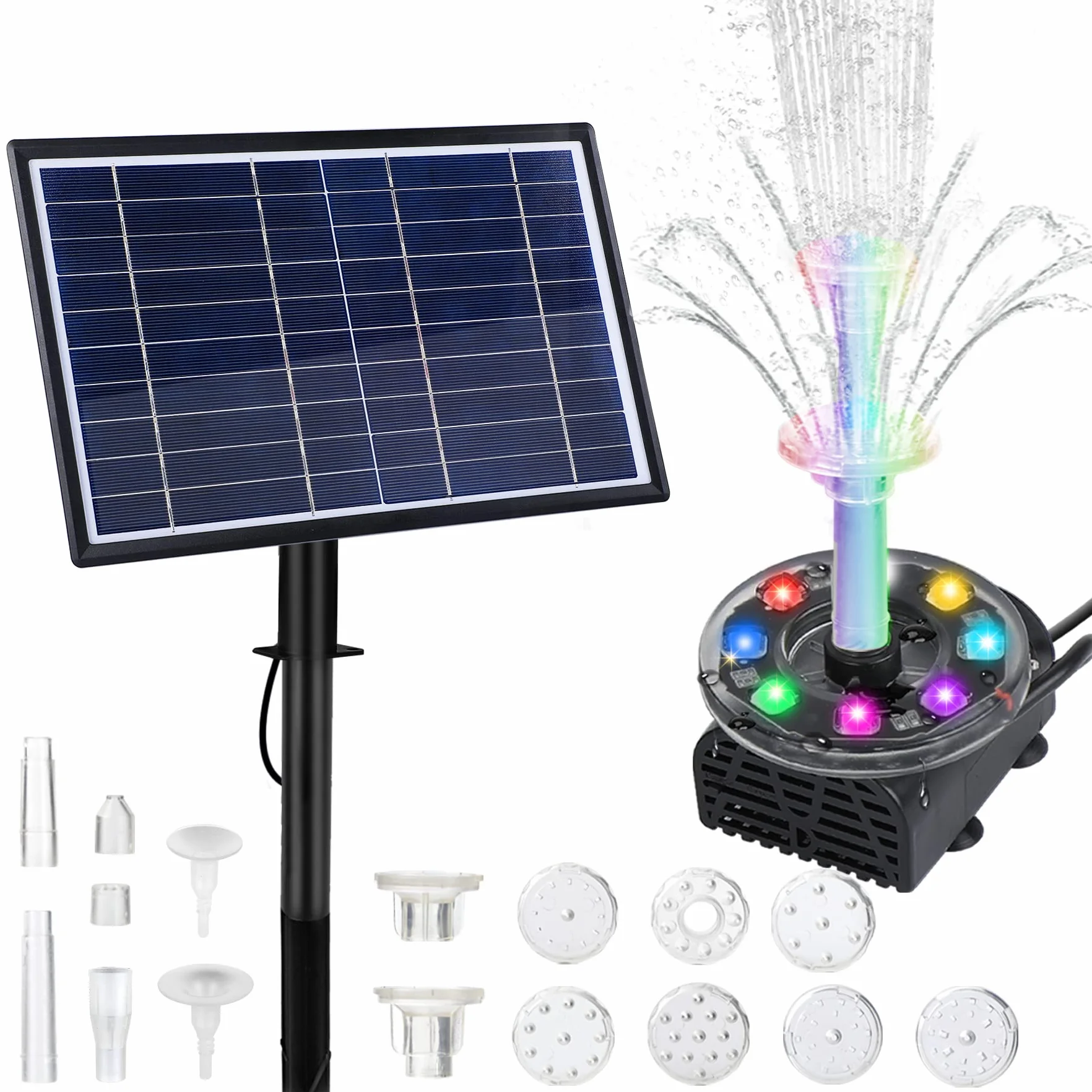 Forever Speed Solarna Pompa LED 7 W z Baterią do Stawu i Ogrodu - Maks. Wysokość Rozpylania Wody 230 l/h