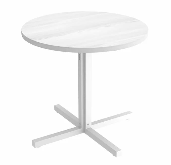 VASAGLE Okrągły Stół do Jadalni, Stół Kuchenny dla 2-4 Osób, ze Stalowymi Nogami, do Salonu, Kawiarni, 80 x 80 x 74,8 cm, Królewna Śnieżka, Kolekcja BARNET KDT082W01