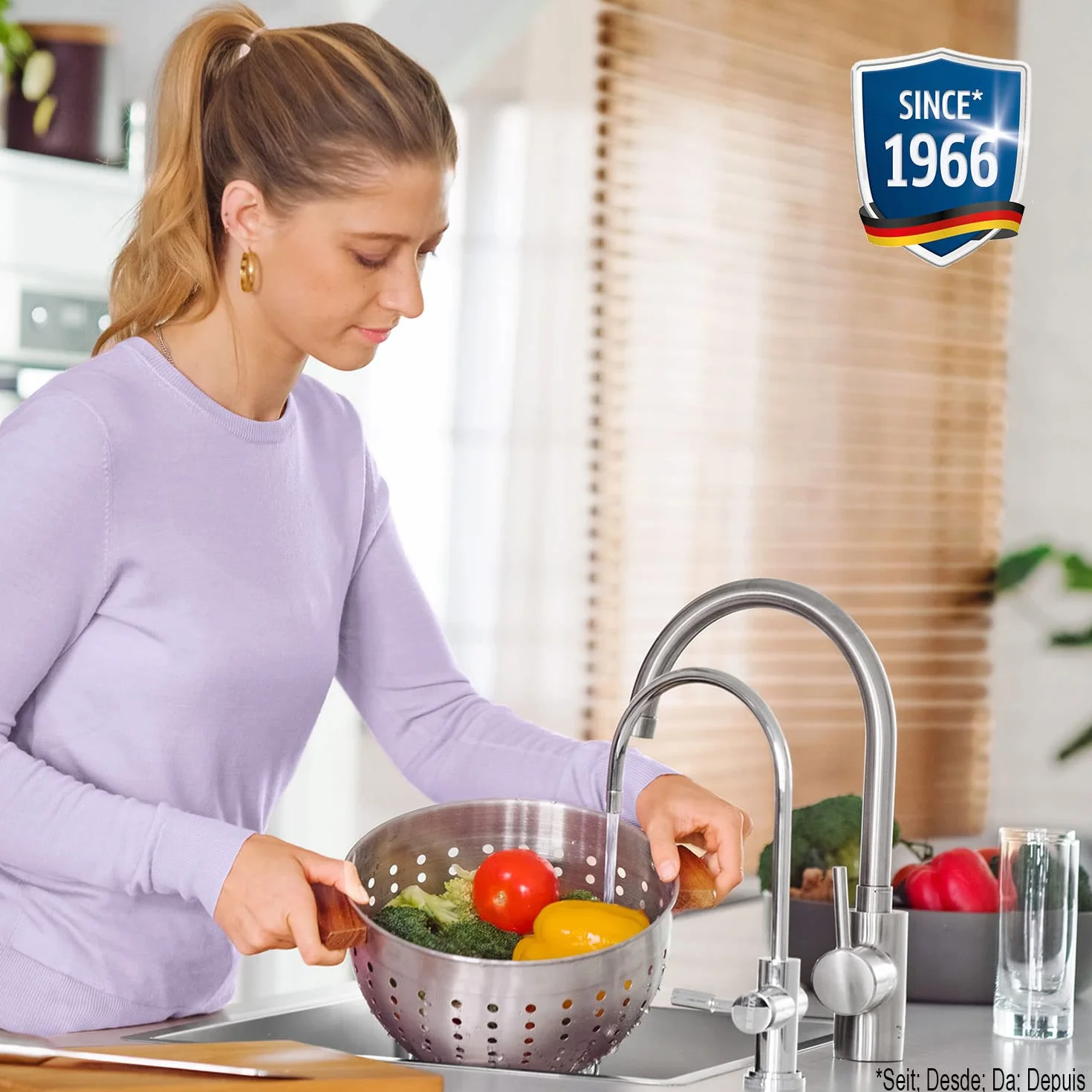 Brita Kran z filtrem do wody mypureP1, Srebrny, 26.5 cm, smaczna, czystsza woda bez chloru i zanieczyszczeń