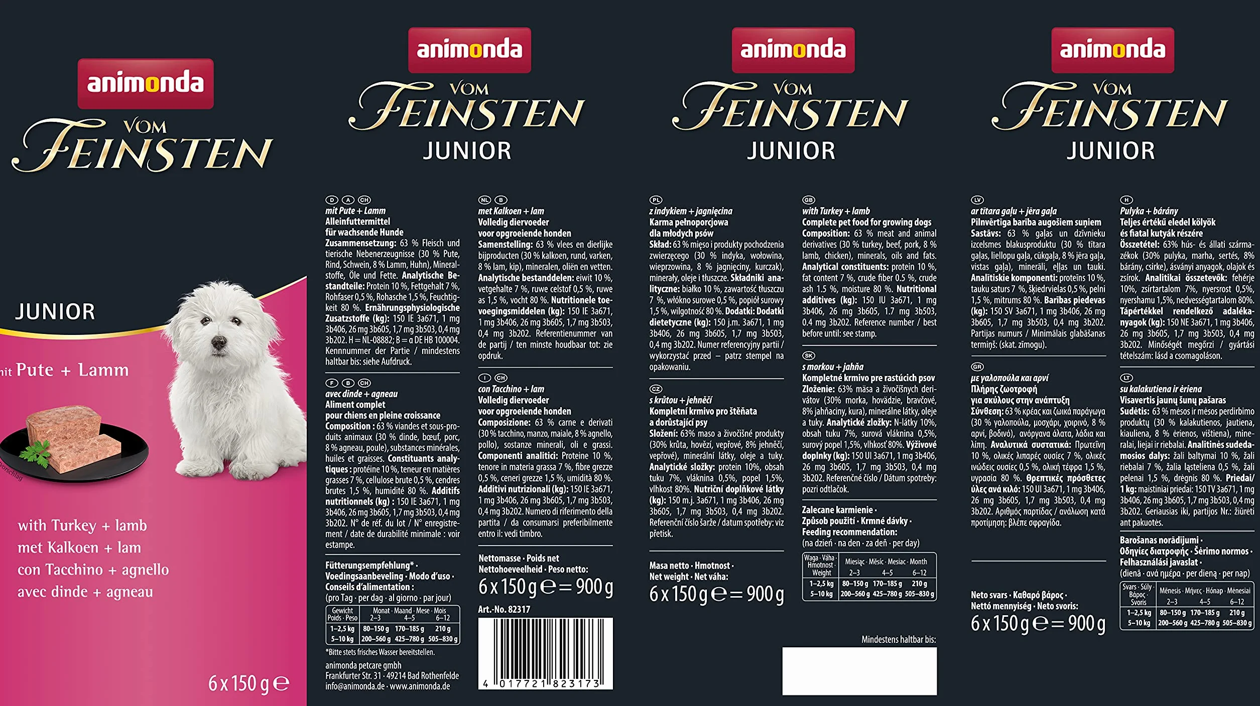 Animonda vom Feinsten karma dla psów mokra z indykiem i jagnięciną 6 x 150 g