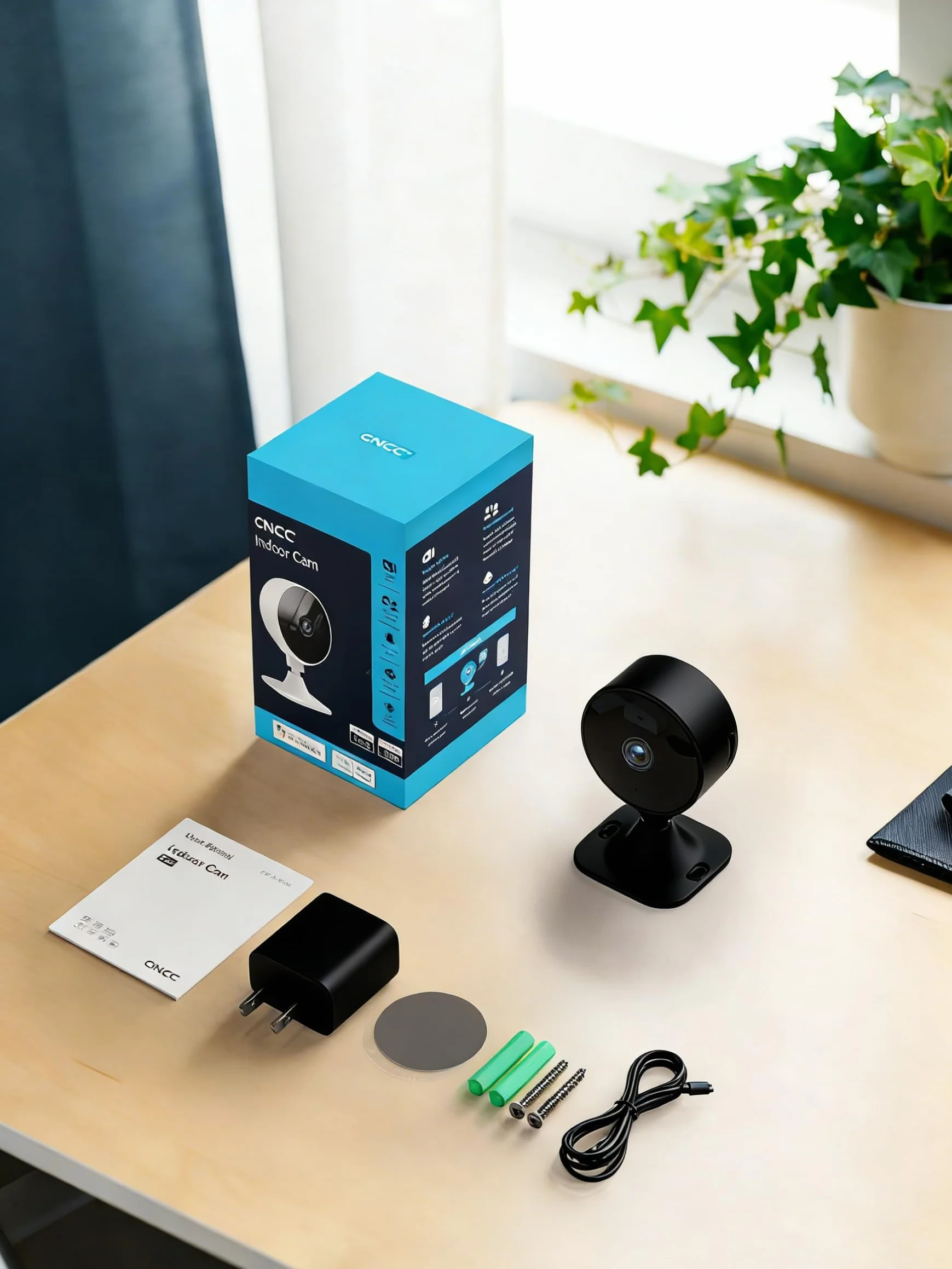 GNCC GC3 Zestaw 2 kamer wewnętrznych WiFi 2,4 GHz 1080P do monitoringu dzieci/zwierząt, czarna